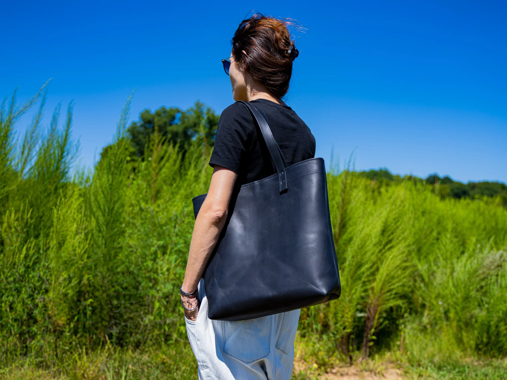 Milwaukee Leather Tote Bag - Black - Image 2