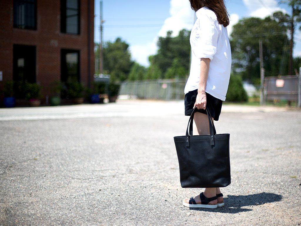 Milwaukee Leather Tote Bag - Black - Image 6