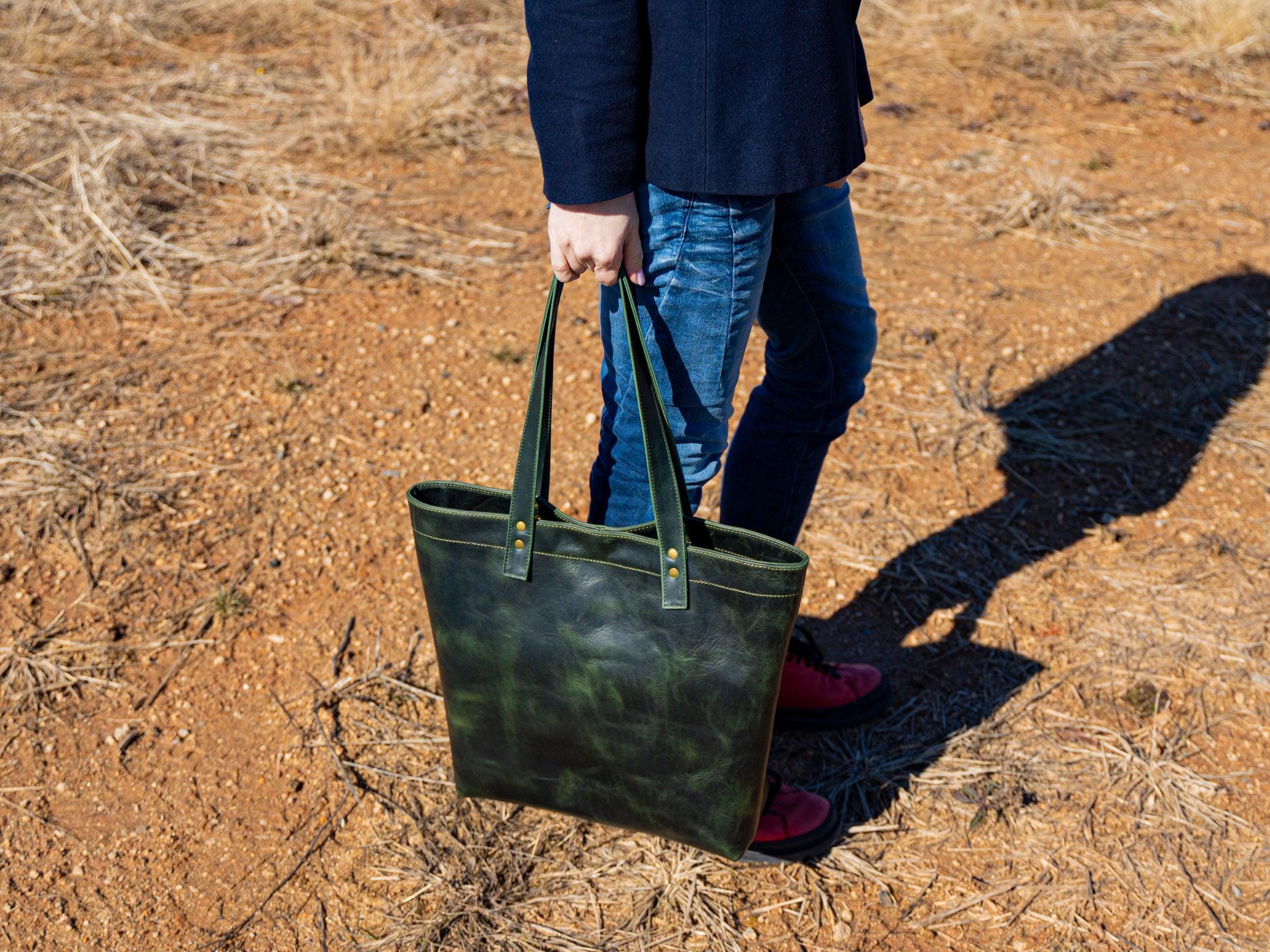 Milwaukee Leather Tote Bag - Green - Image 3