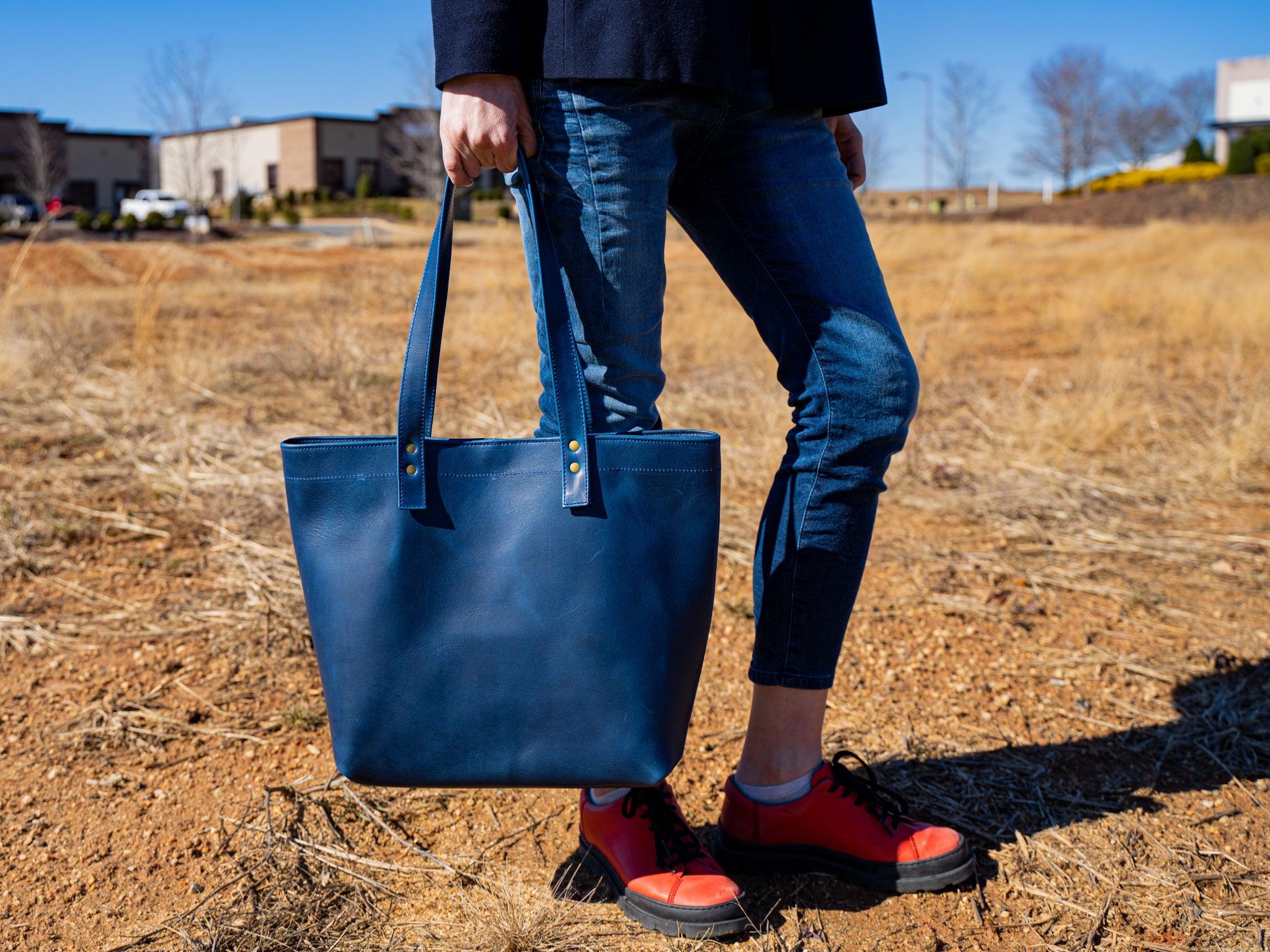 Milwaukee Leather Tote Bag - Navy - Image 2