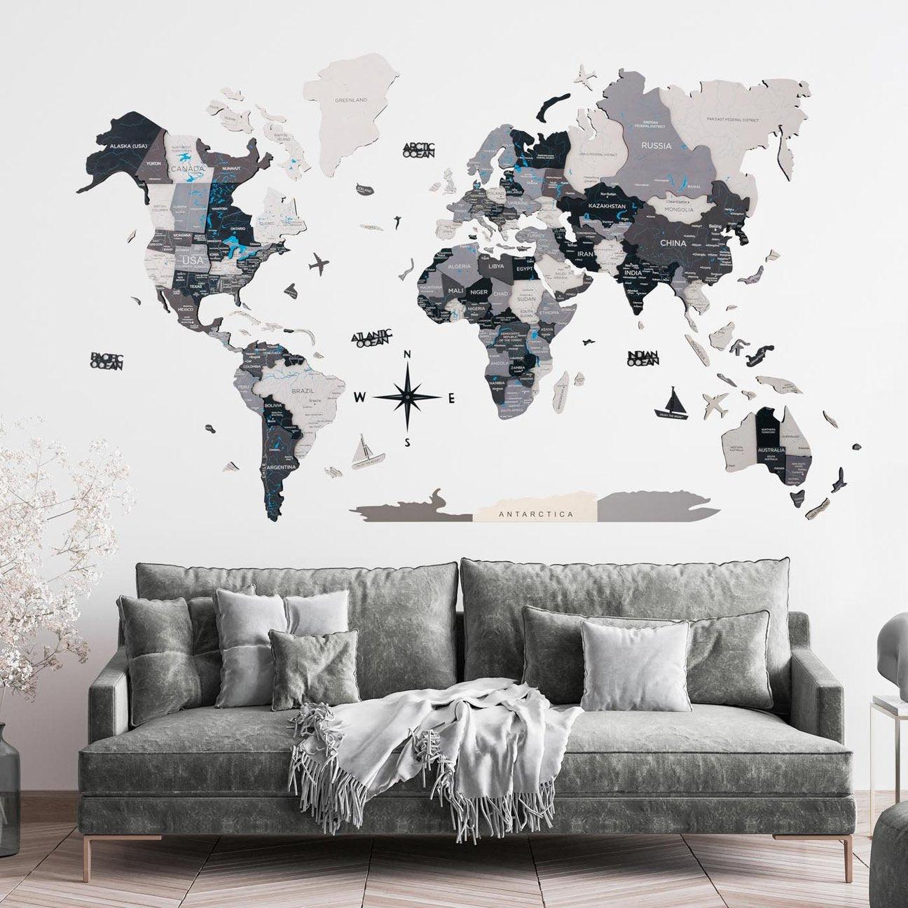 Nordic 3D Wooden World Map