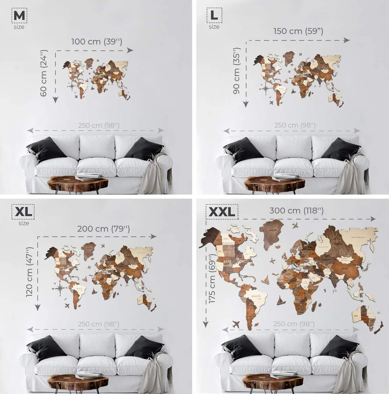 Oak 3D Wooden World Map - Image 3