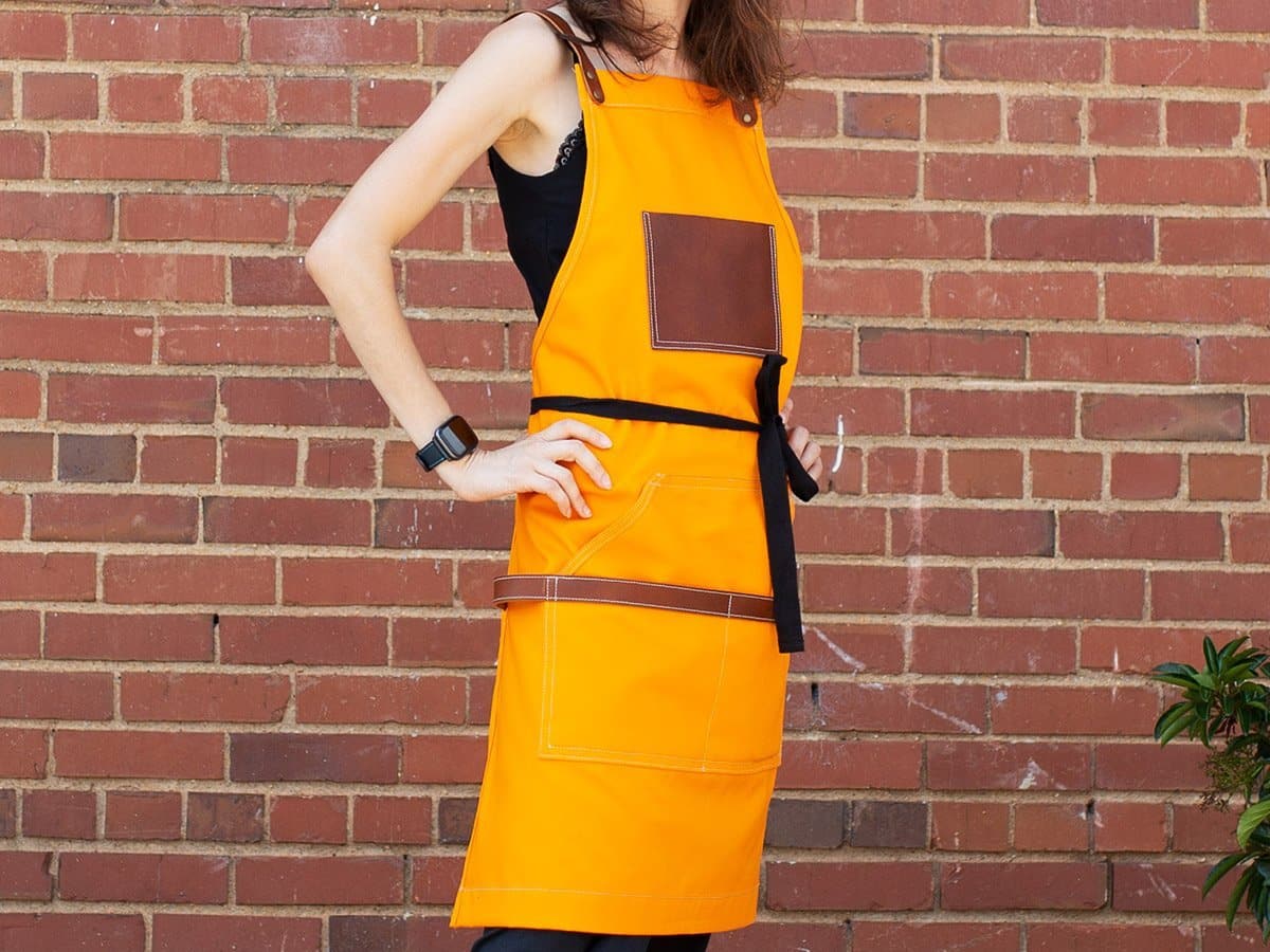 Orange Apron with Pockets - Work & Cooking - Image 3