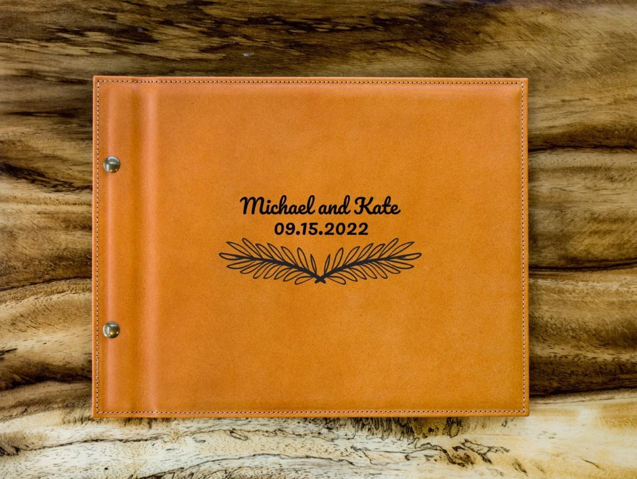 Leather Wedding Guest Book Branch