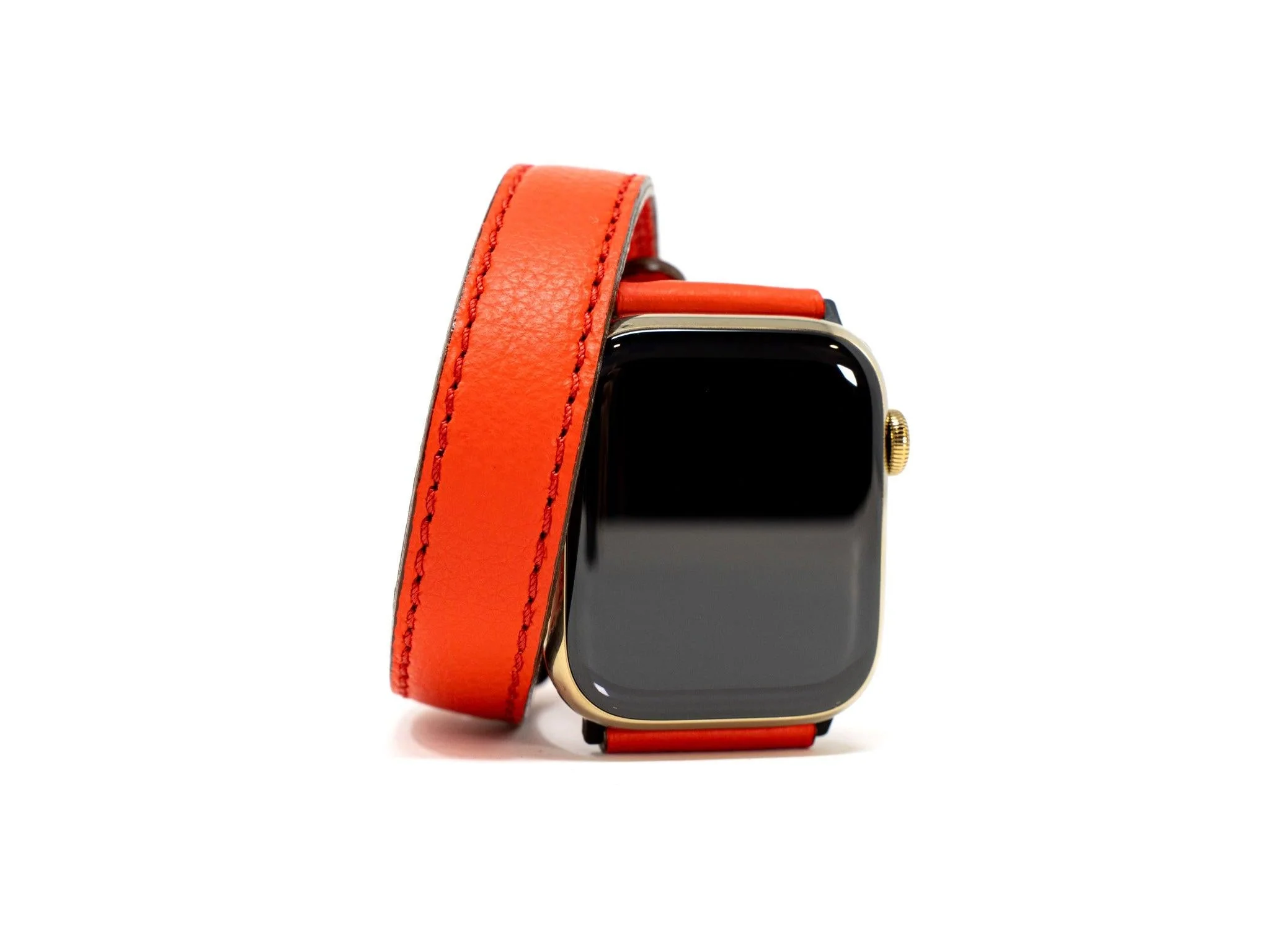 Petite Double Italian Leather Apple Watch Band - Red