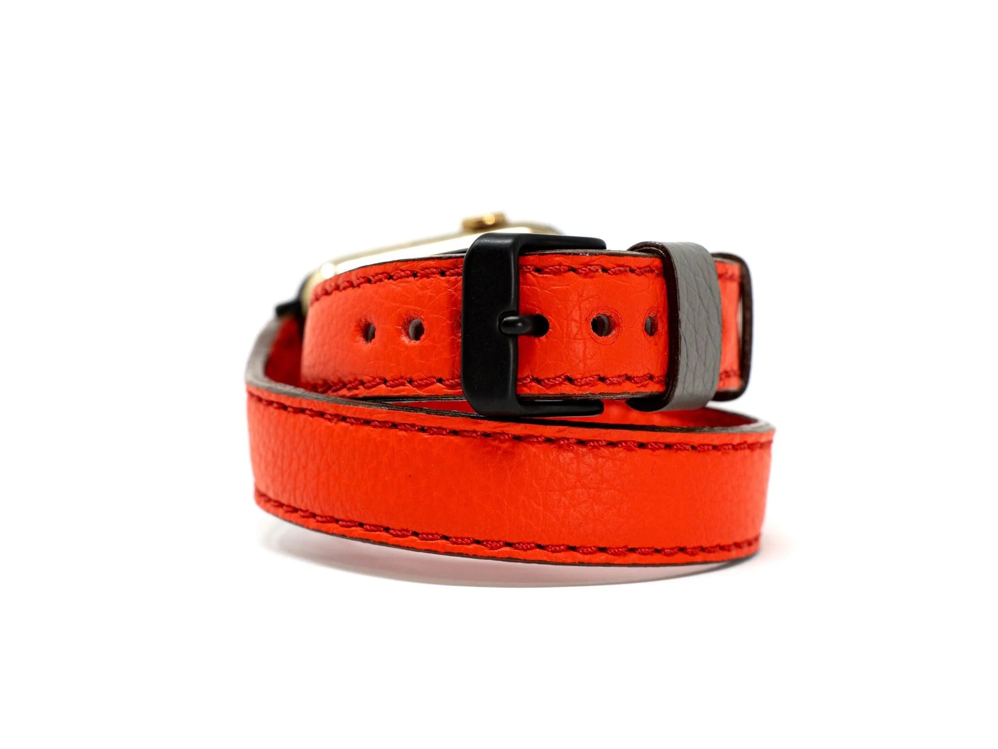 Petite Double Italian Leather Apple Watch Band - Red - Image 3