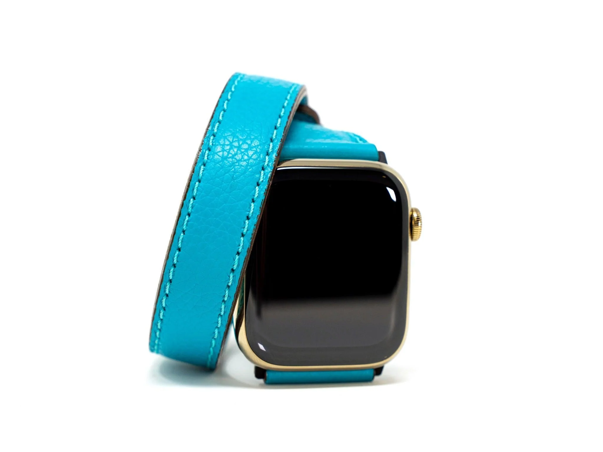 Petite Double Italian Leather Apple Watch Band - Turquoise