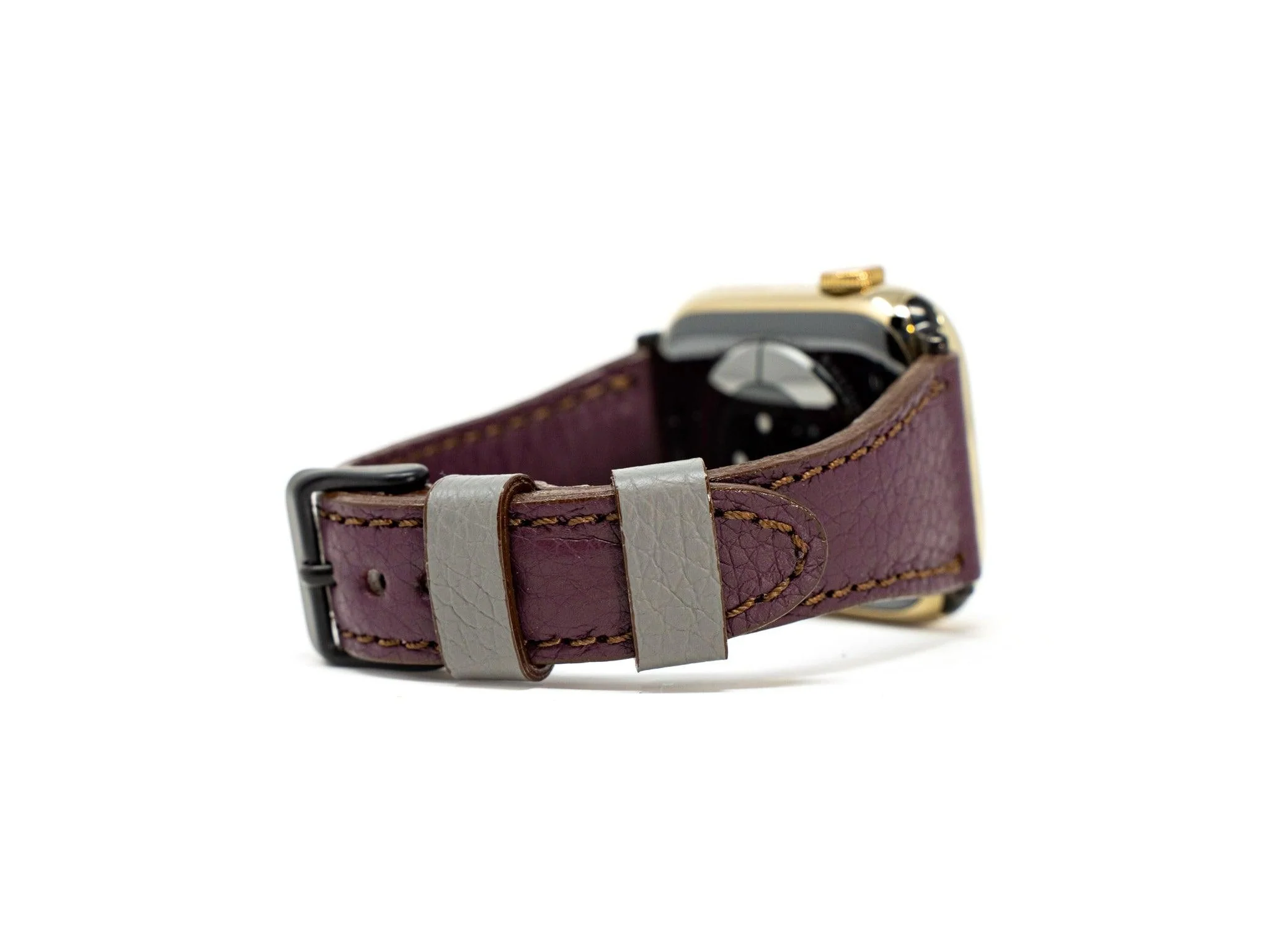 Petite Single Italian Leather Apple Watch Band - Plum - Image 2
