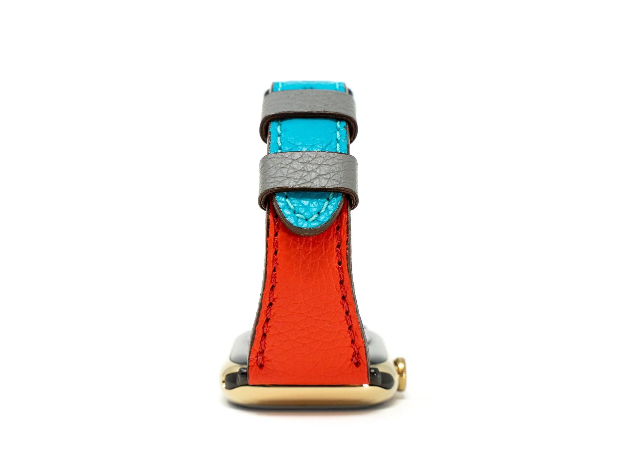 Petite Single Italian Leather Apple Watch Band - Turquoise And Red - Image 3