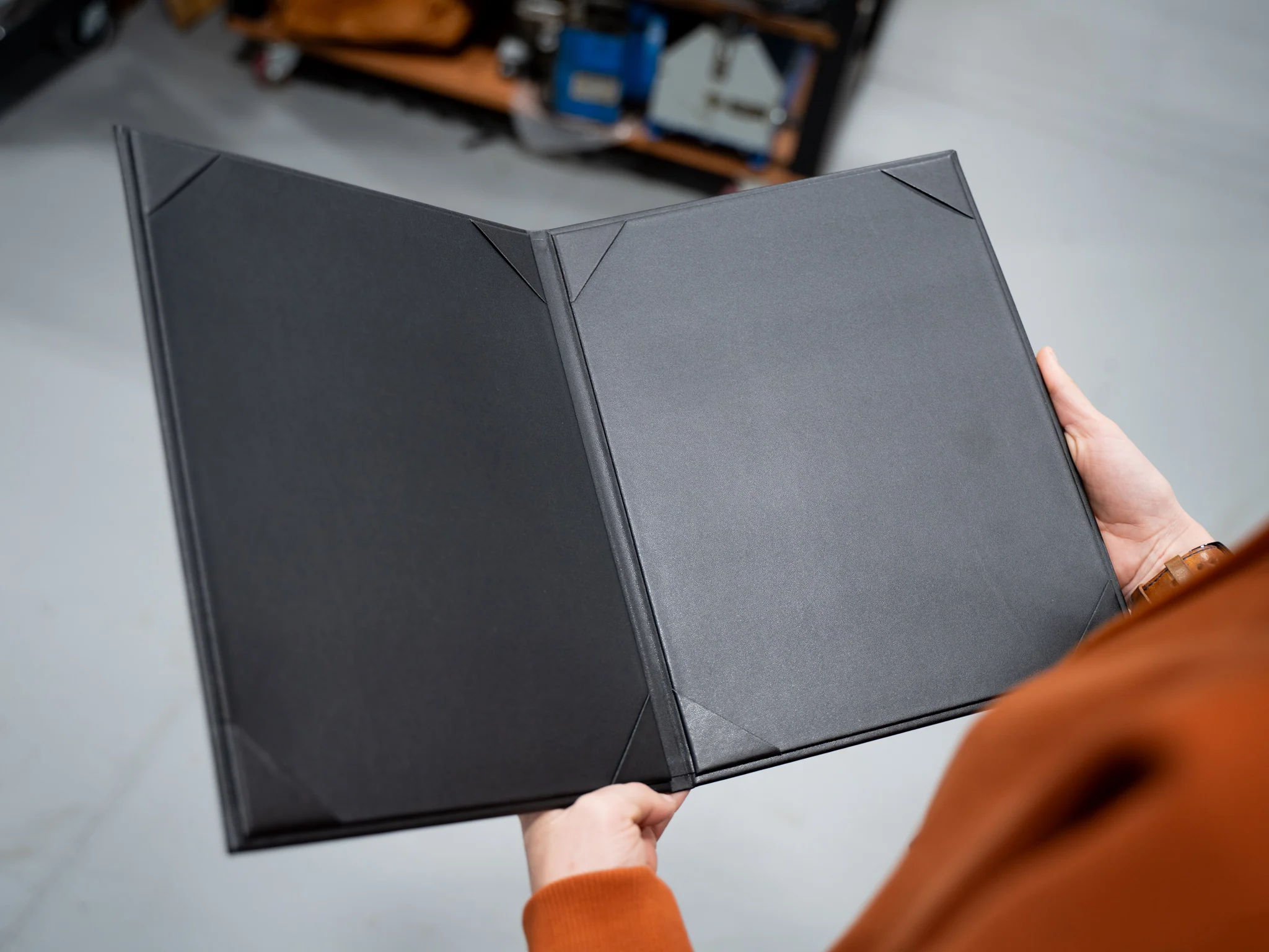 PU Leather Hard Menu 2 view - Black - Image 2