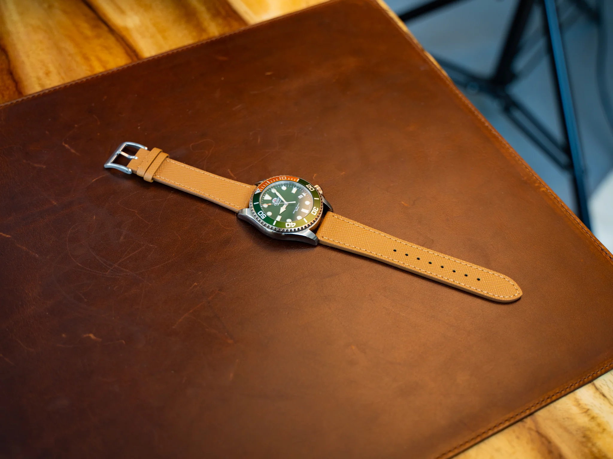 Saffiano Leather Watch Band - Beige - Image 2