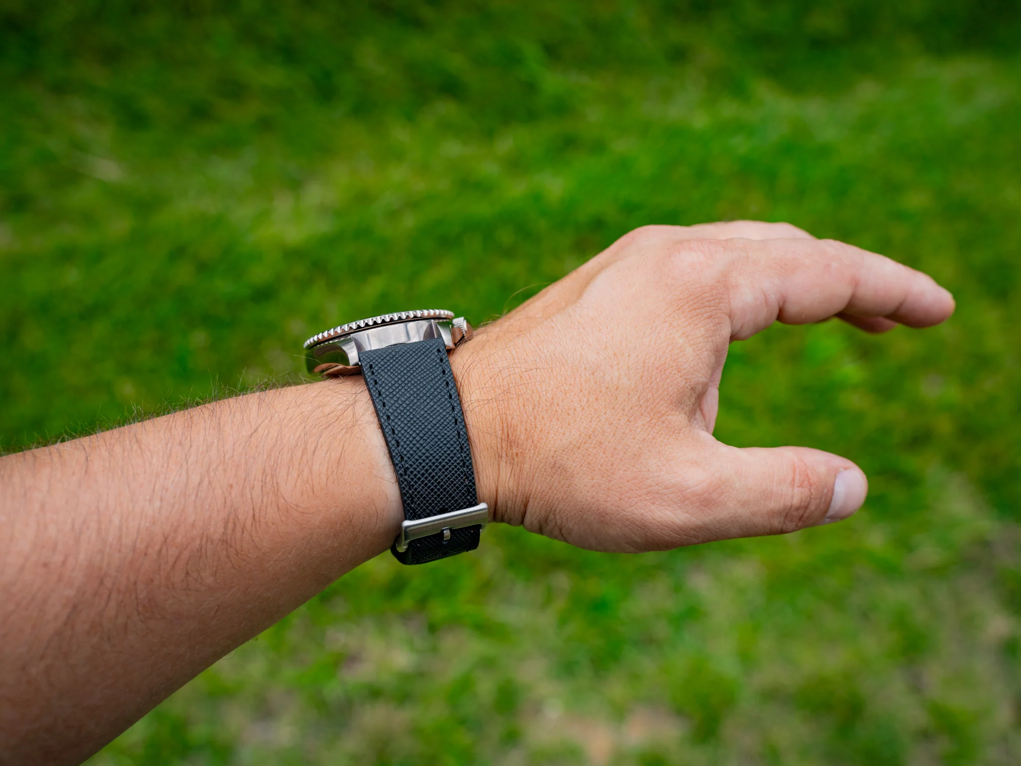 Saffiano Leather Watch Band - Black - Image 3