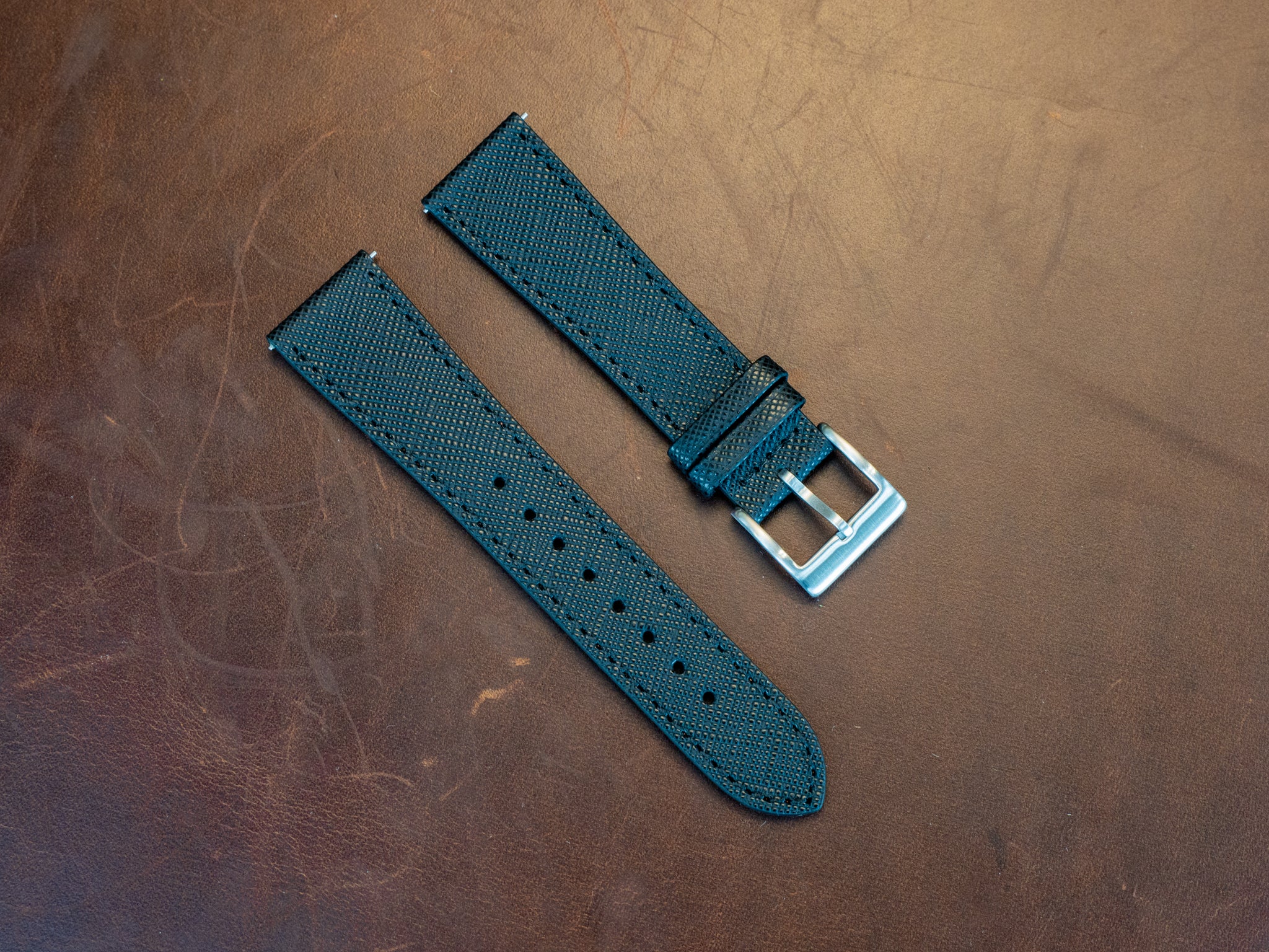Saffiano Leather Watch Band - Black - Image 6