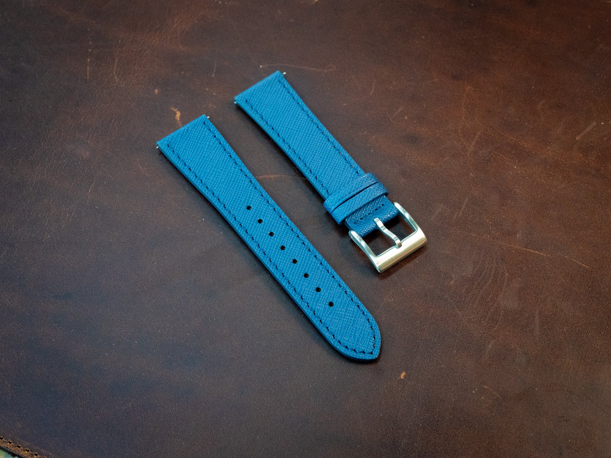 Saffiano Leather Watch Band - Blue - Image 3