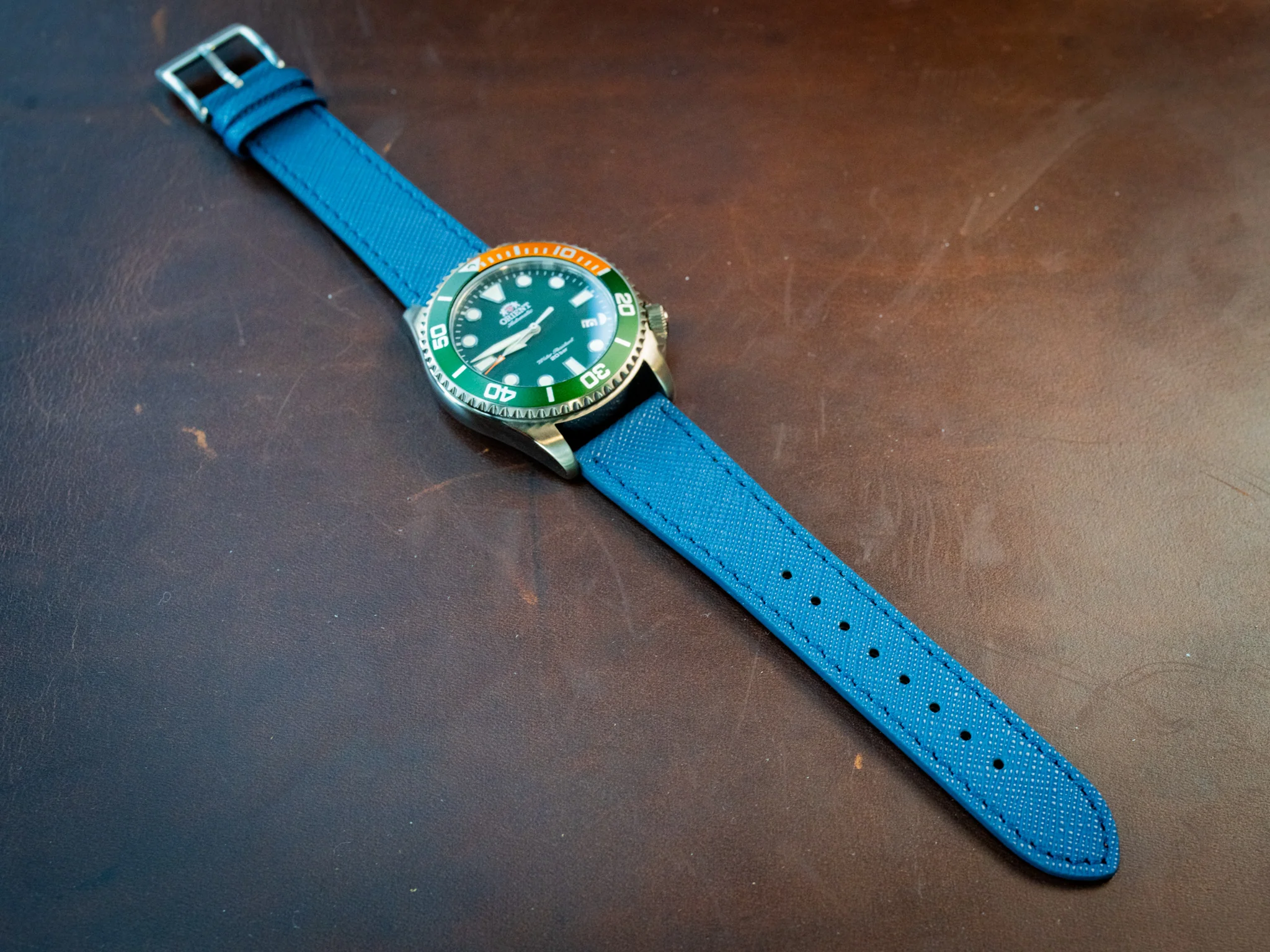 Saffiano Leather Watch Band - Blue - Image 4