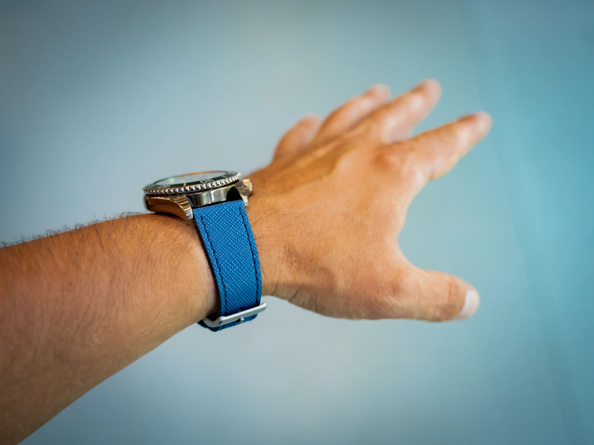 Saffiano Leather Watch Band - Blue - Image 6