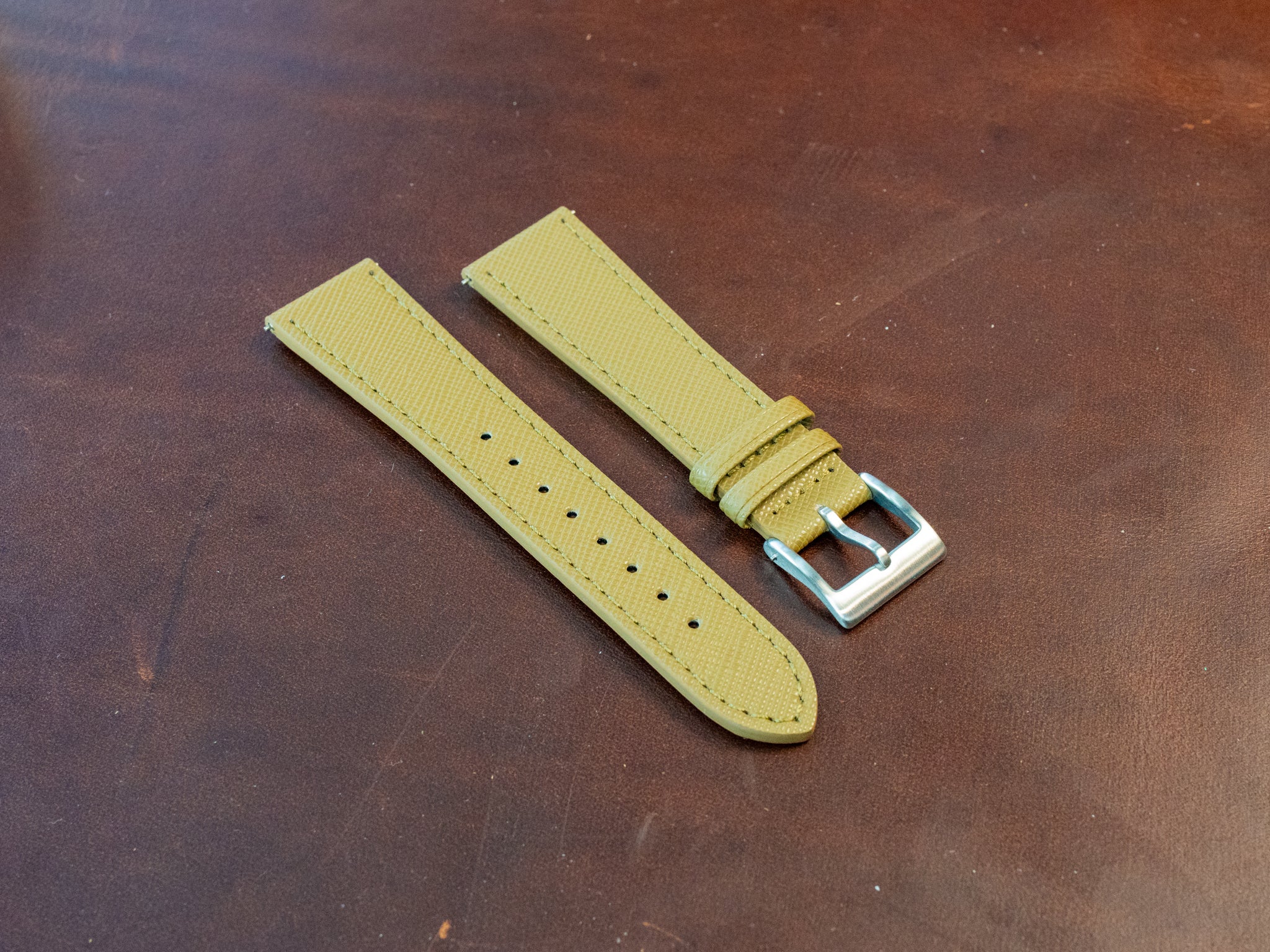 Saffiano Leather Watch Band - Pistachio - Image 2