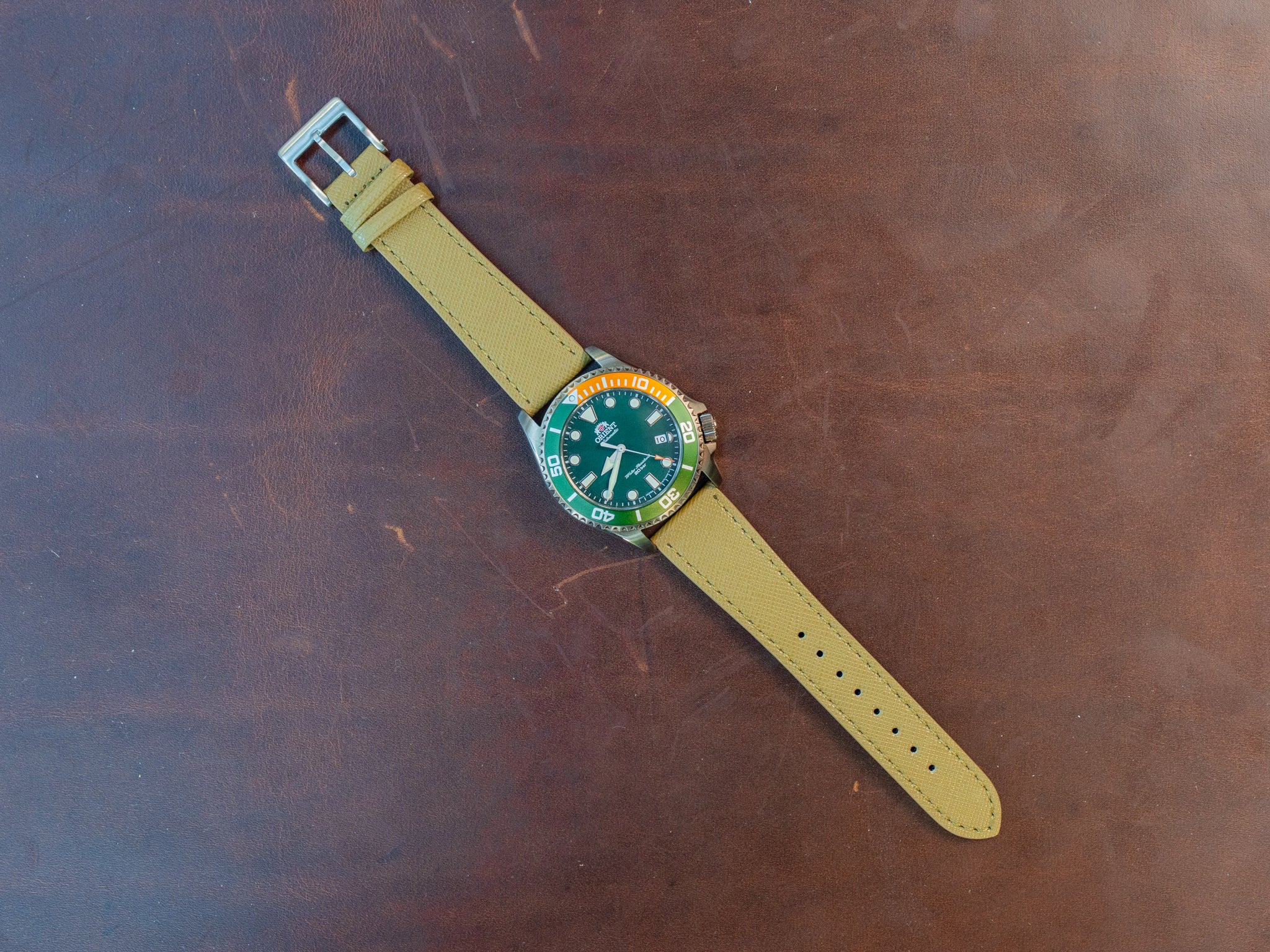 Saffiano Leather Watch Band - Pistachio - Image 3