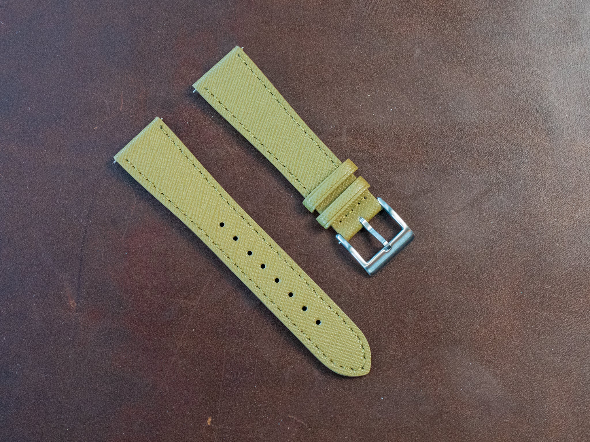Saffiano Leather Watch Band - Pistachio - Image 4