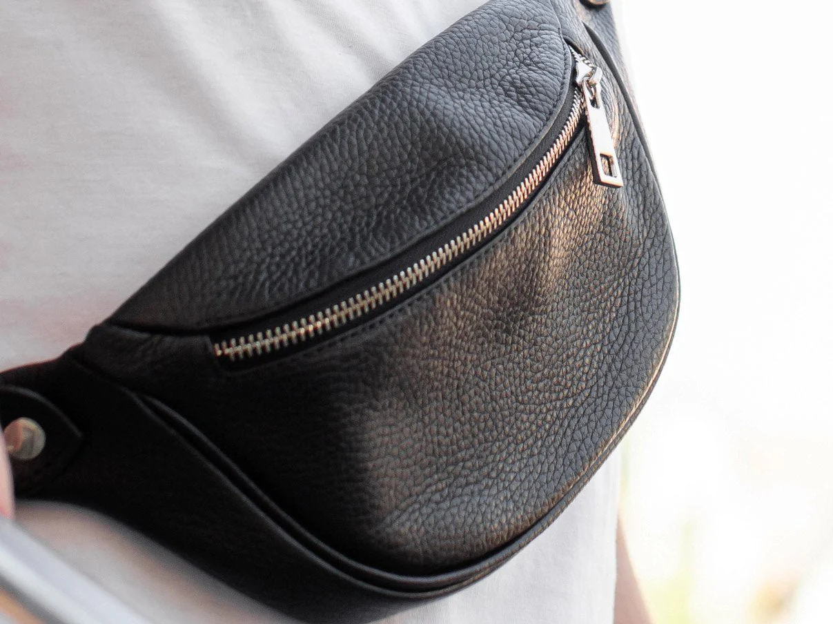 Soft Leather Belt Bag - Black - Image 10
