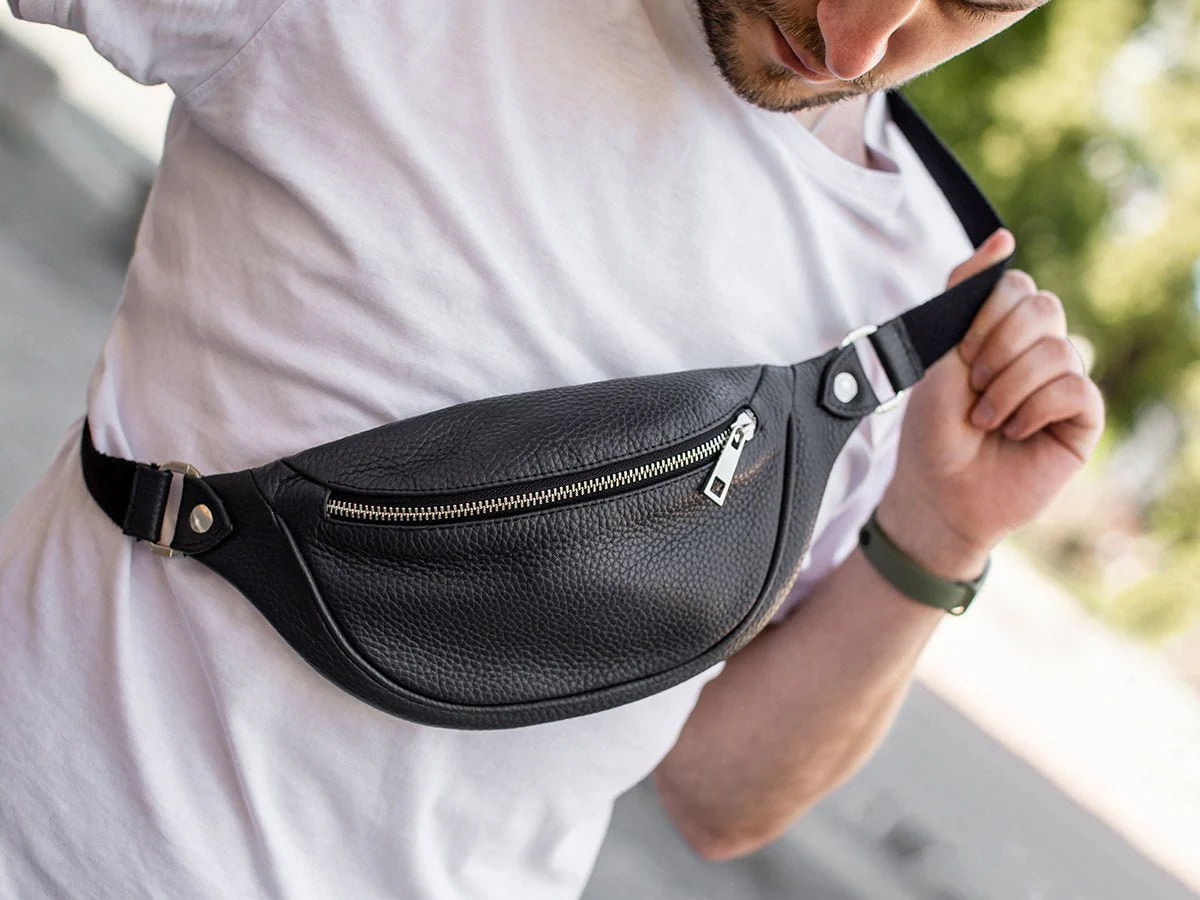Soft Leather Belt Bag - Black - Image 11
