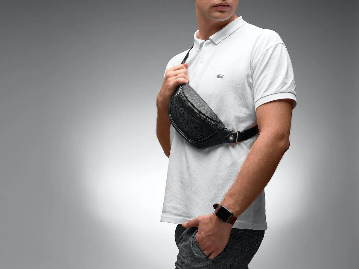 Soft Leather Belt Bag - Black - Image 9