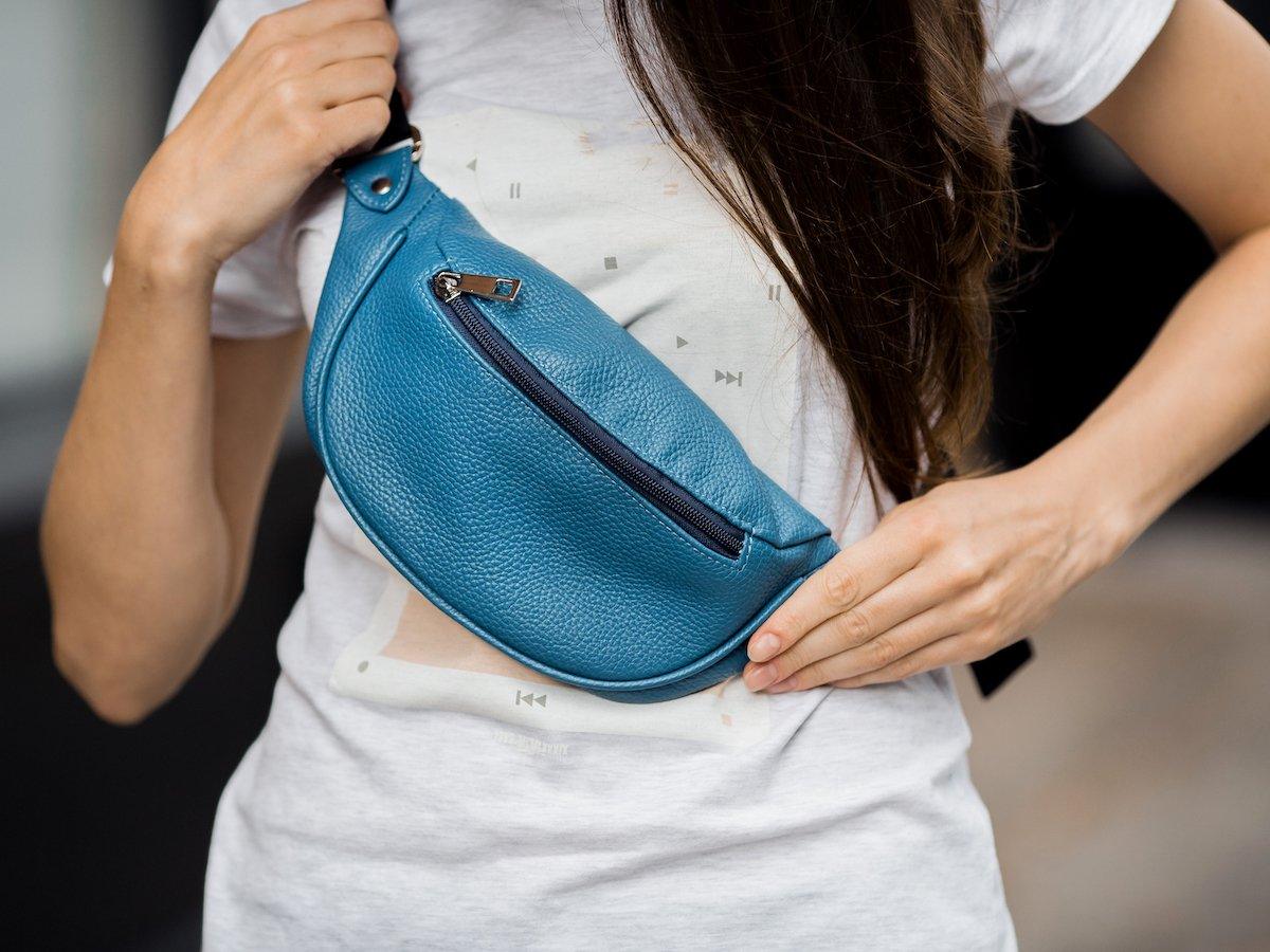 Soft Leather Belt Bag - Blue - Image 2