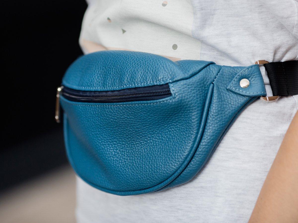 Soft Leather Belt Bag - Blue - Image 3