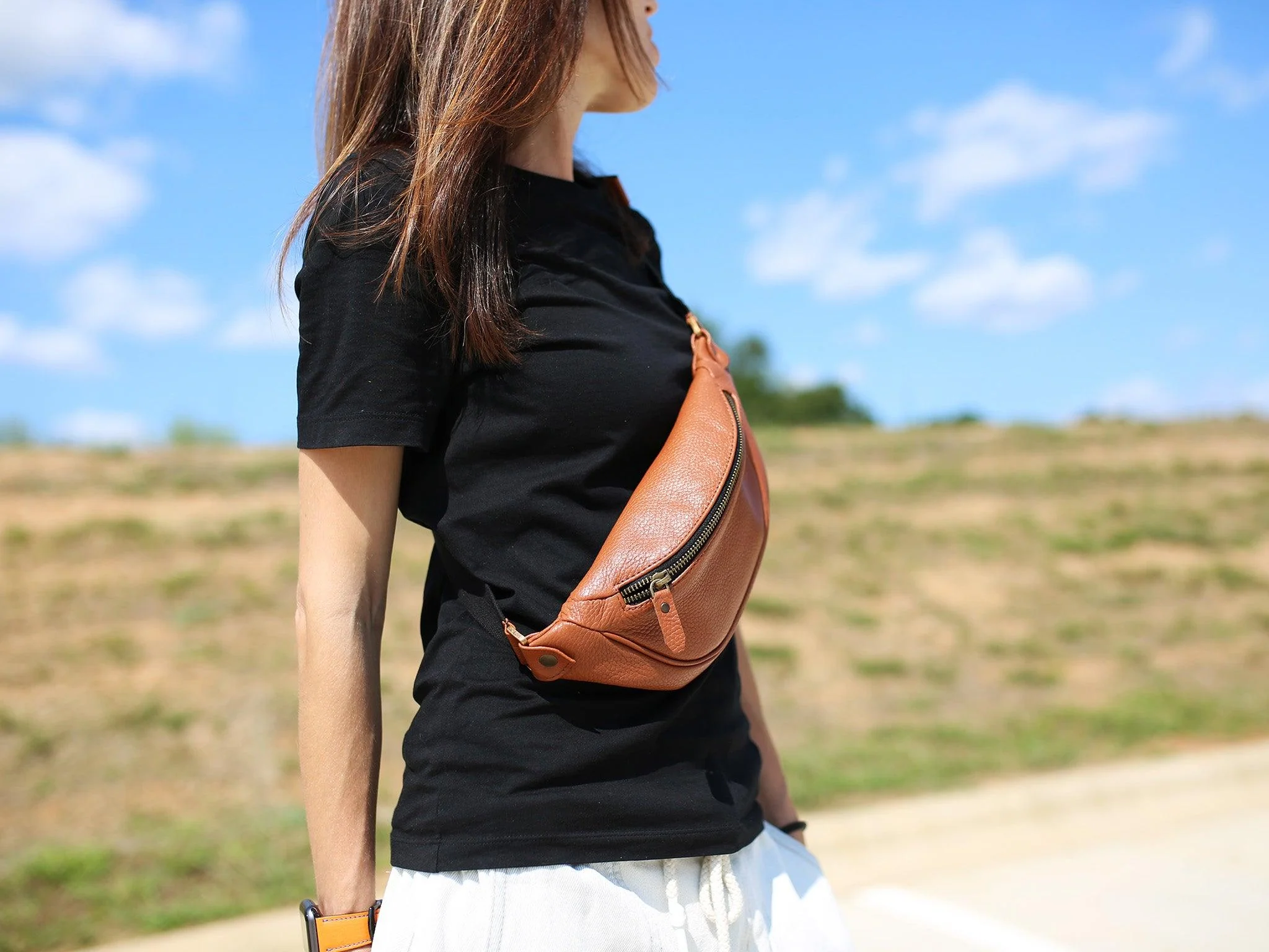 Soft Leather Belt Bag - Brown