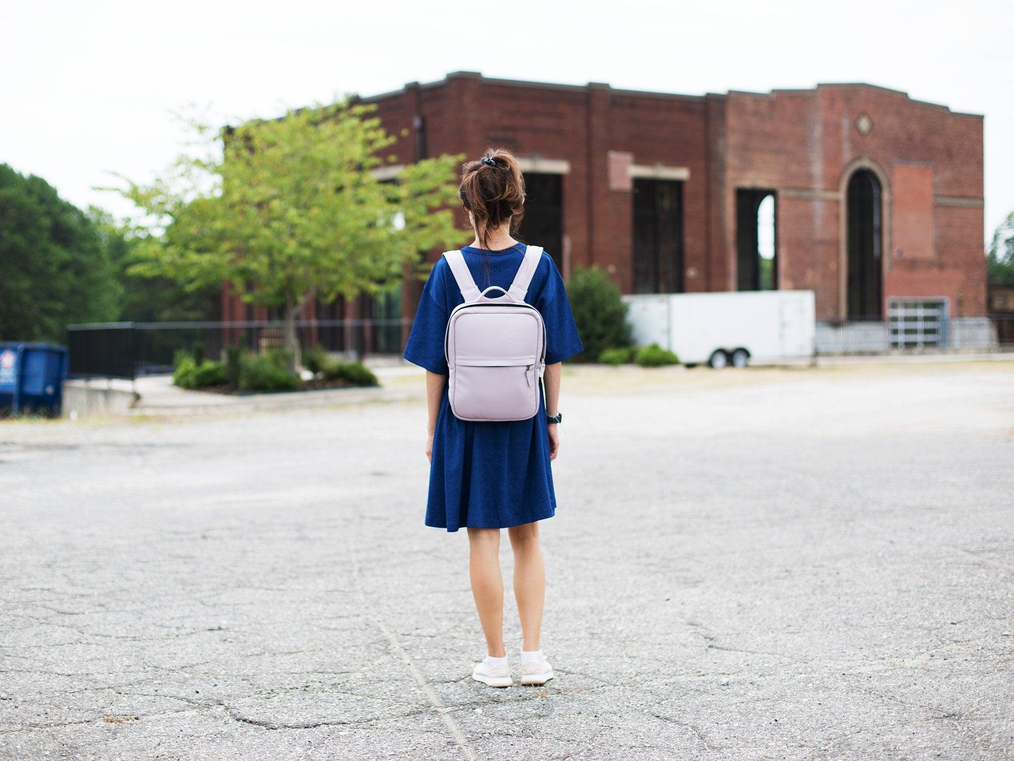 Soft Leather Square Backpack - Pink - Image 3