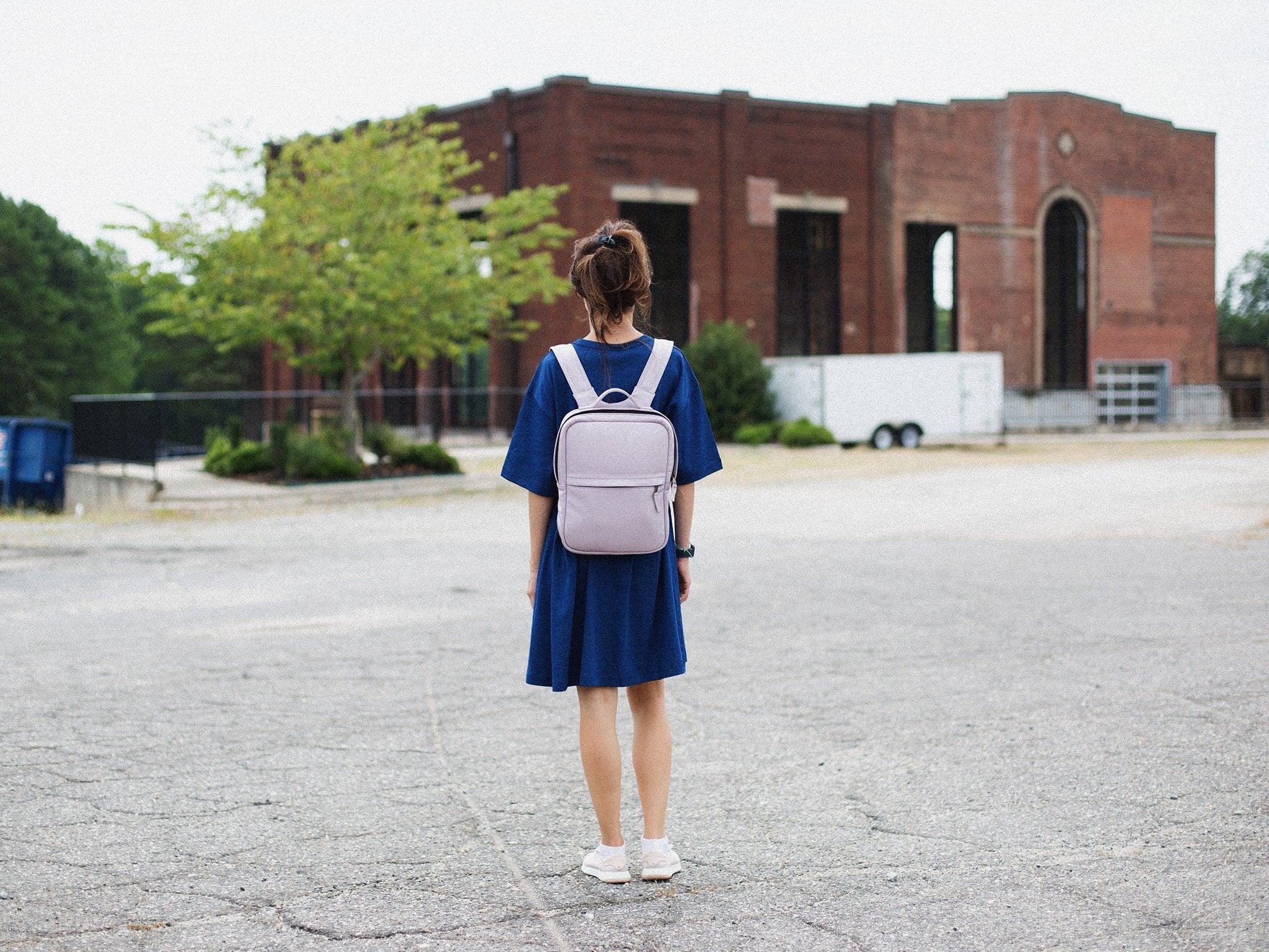 Soft Leather Square Backpack - Pink - Image 4