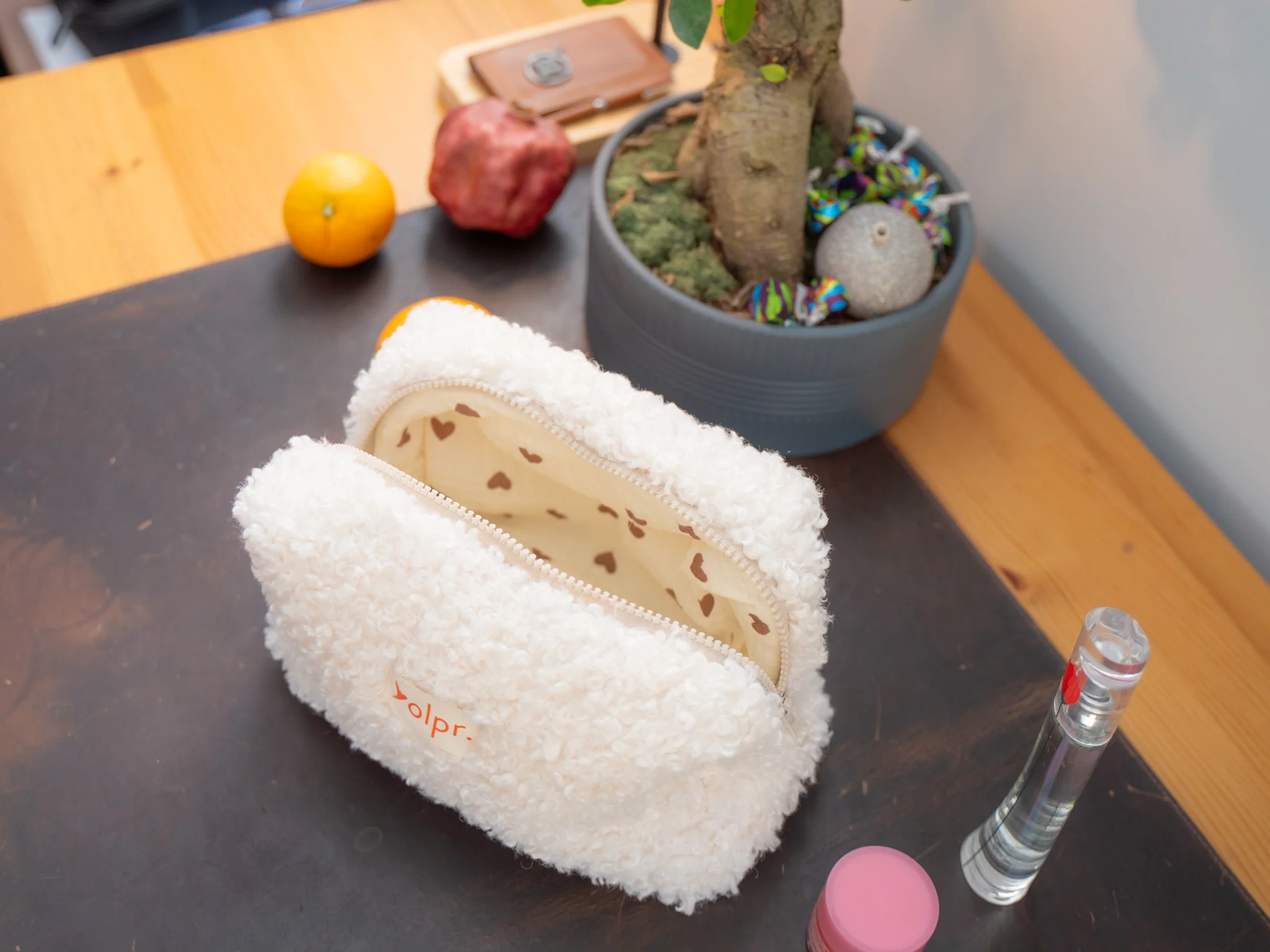 Teddy Cosmetic Makeup Organizer / Travel Pouch - Beige - Image 9