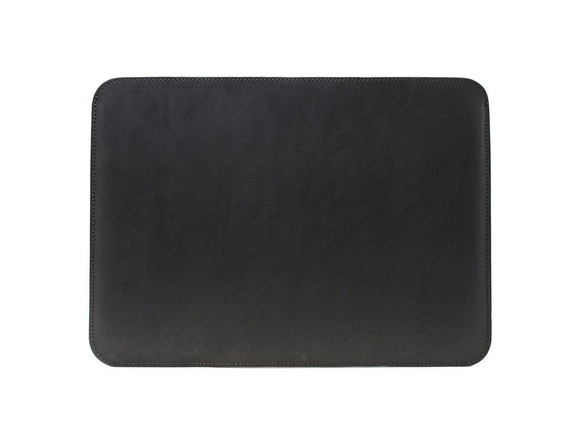 Vertical Leather Macbook Sleeve With Wool Lining - Black - Image 2