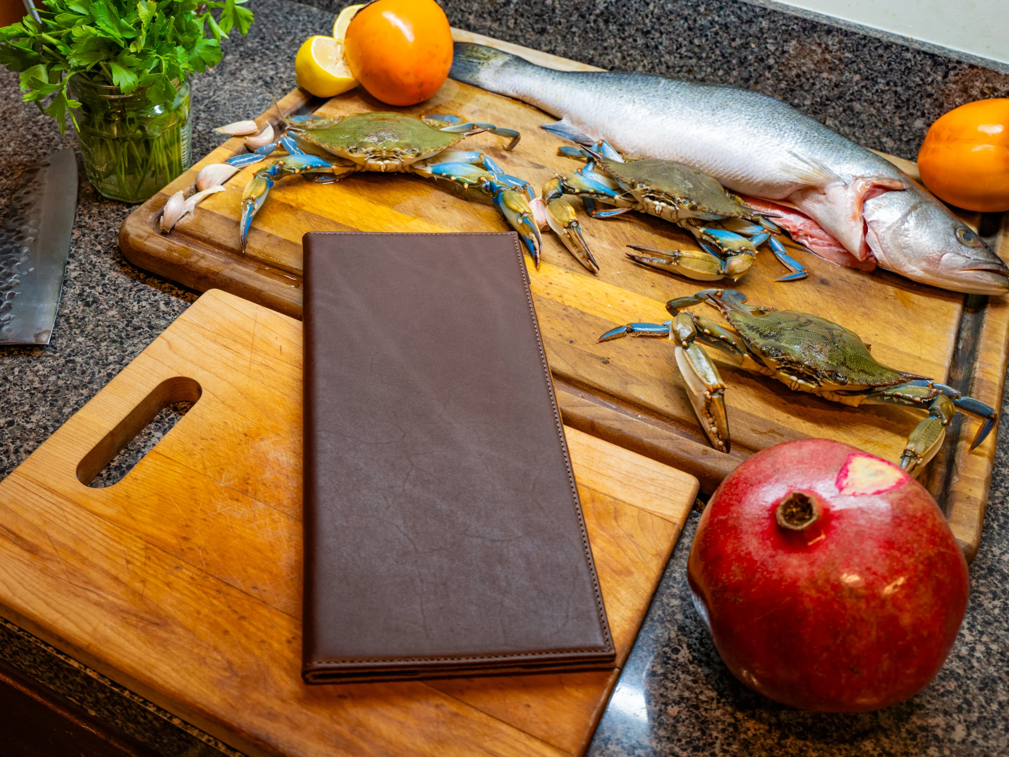 Vintage Leather Bifold Menu - Chestnut - Image 2