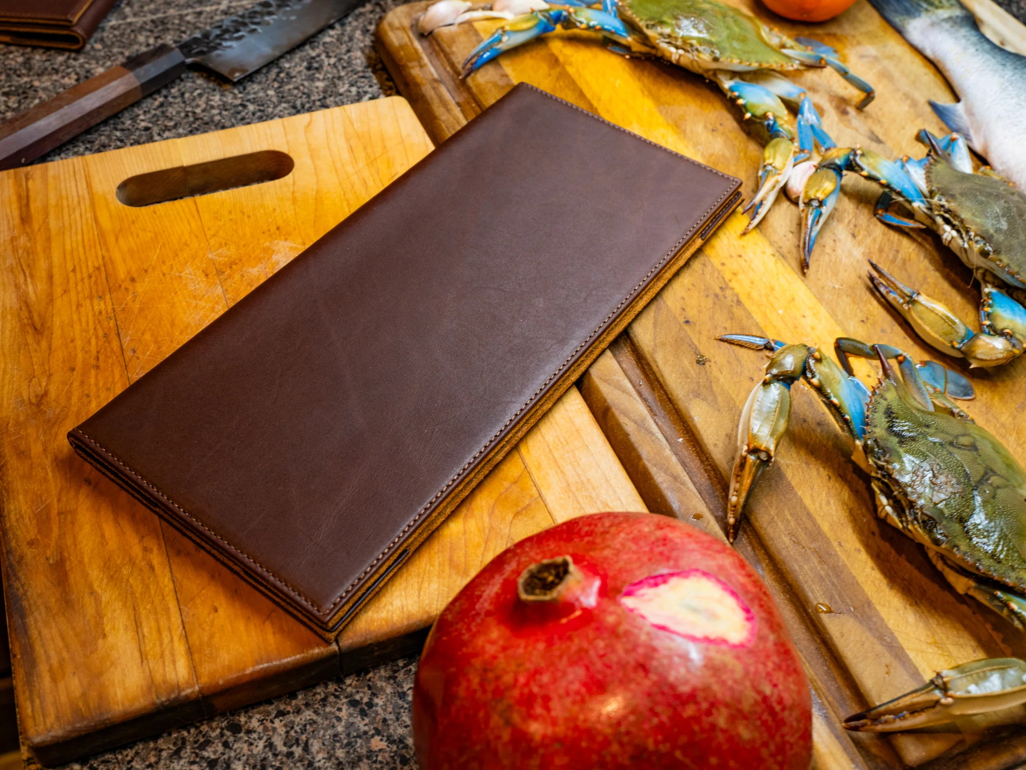 Vintage Leather Bifold Menu - Chestnut - Image 3
