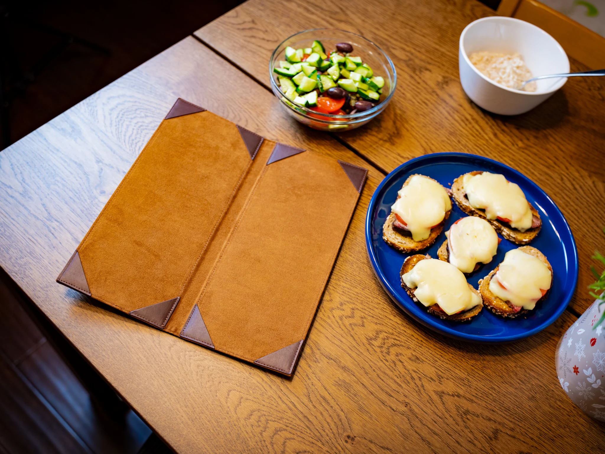 Vintage Leather Bifold Menu - Chestnut - Image 4