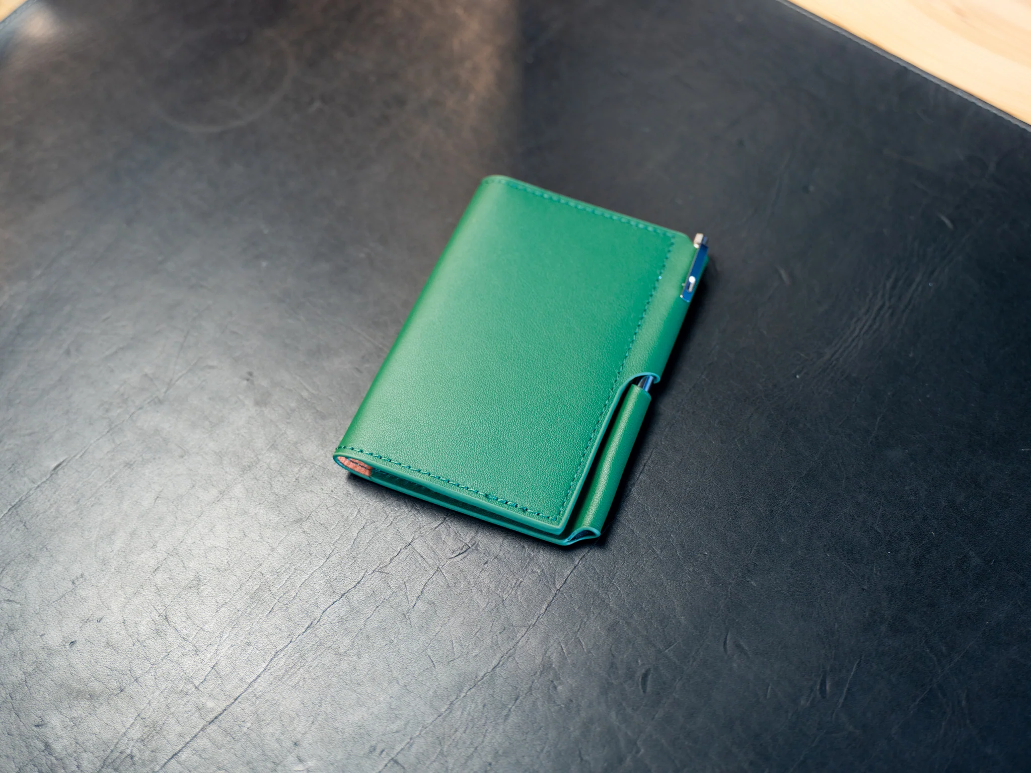 Vintage Leather Journal Wallet 2.0 with Pen XS - Green - Image 3