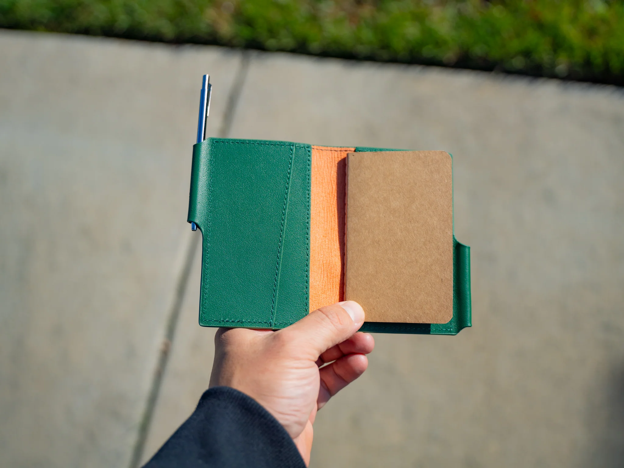 Vintage Leather Journal Wallet 2.0 with Pen XS - Green - Image 5