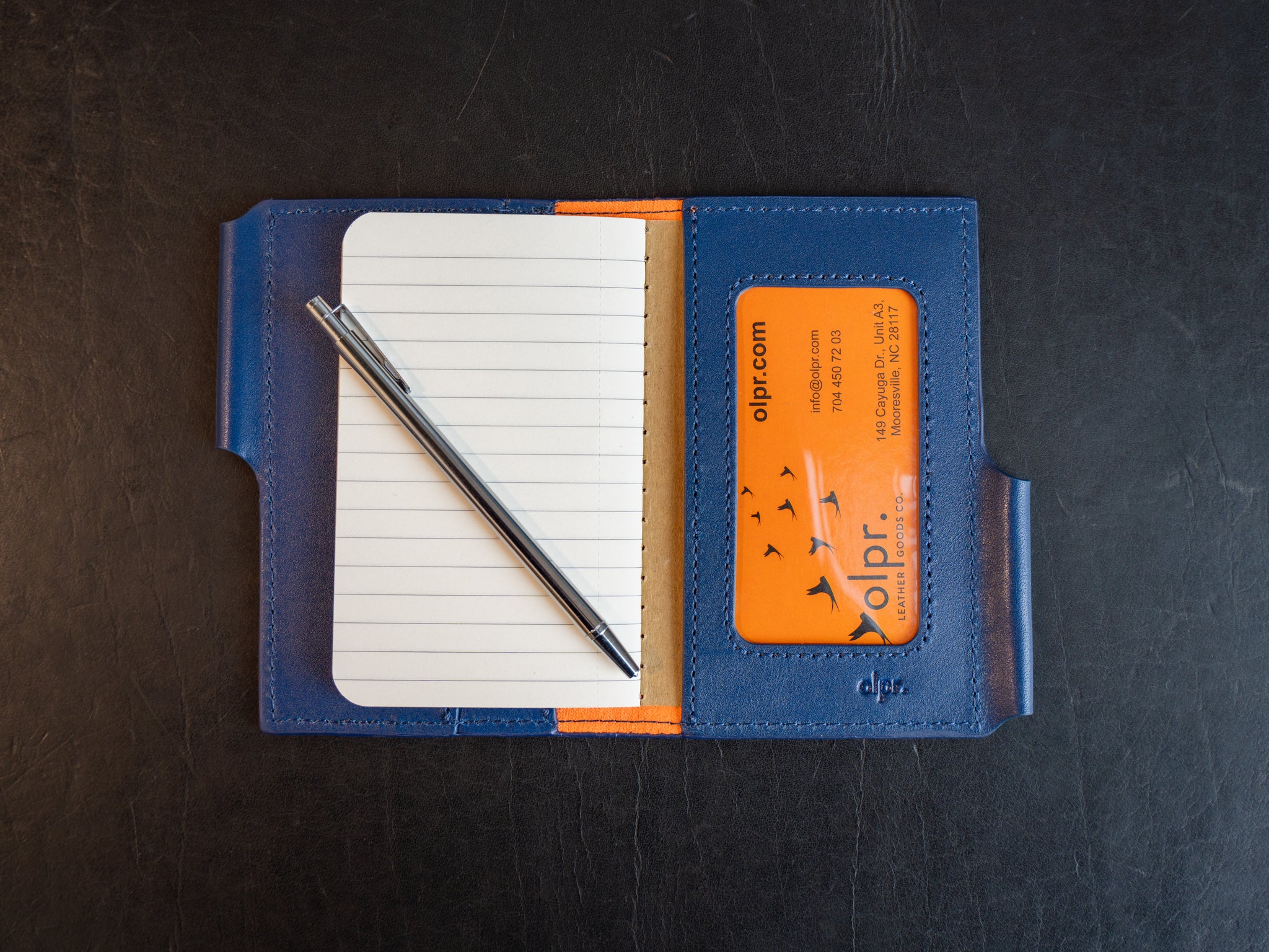 Vintage Leather Journal Wallet 2.0 with Pen XS - Navy - Image 3