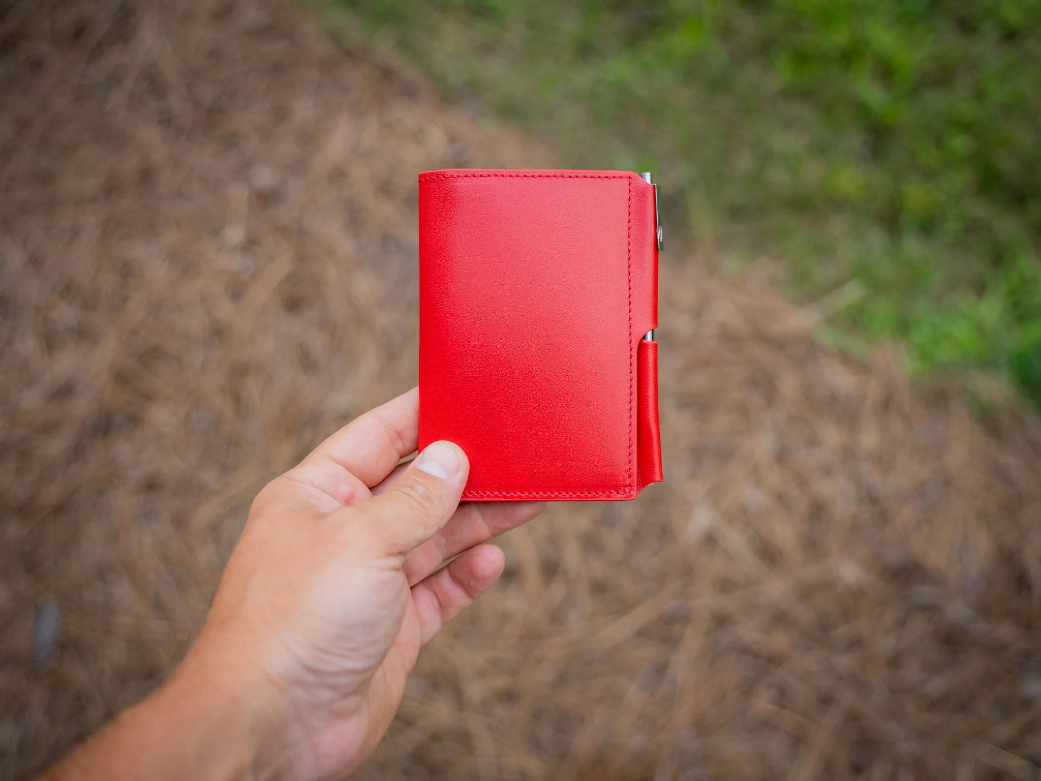 Vintage Leather Journal Wallet 2.0 with Pen XS - Red - Image 2
