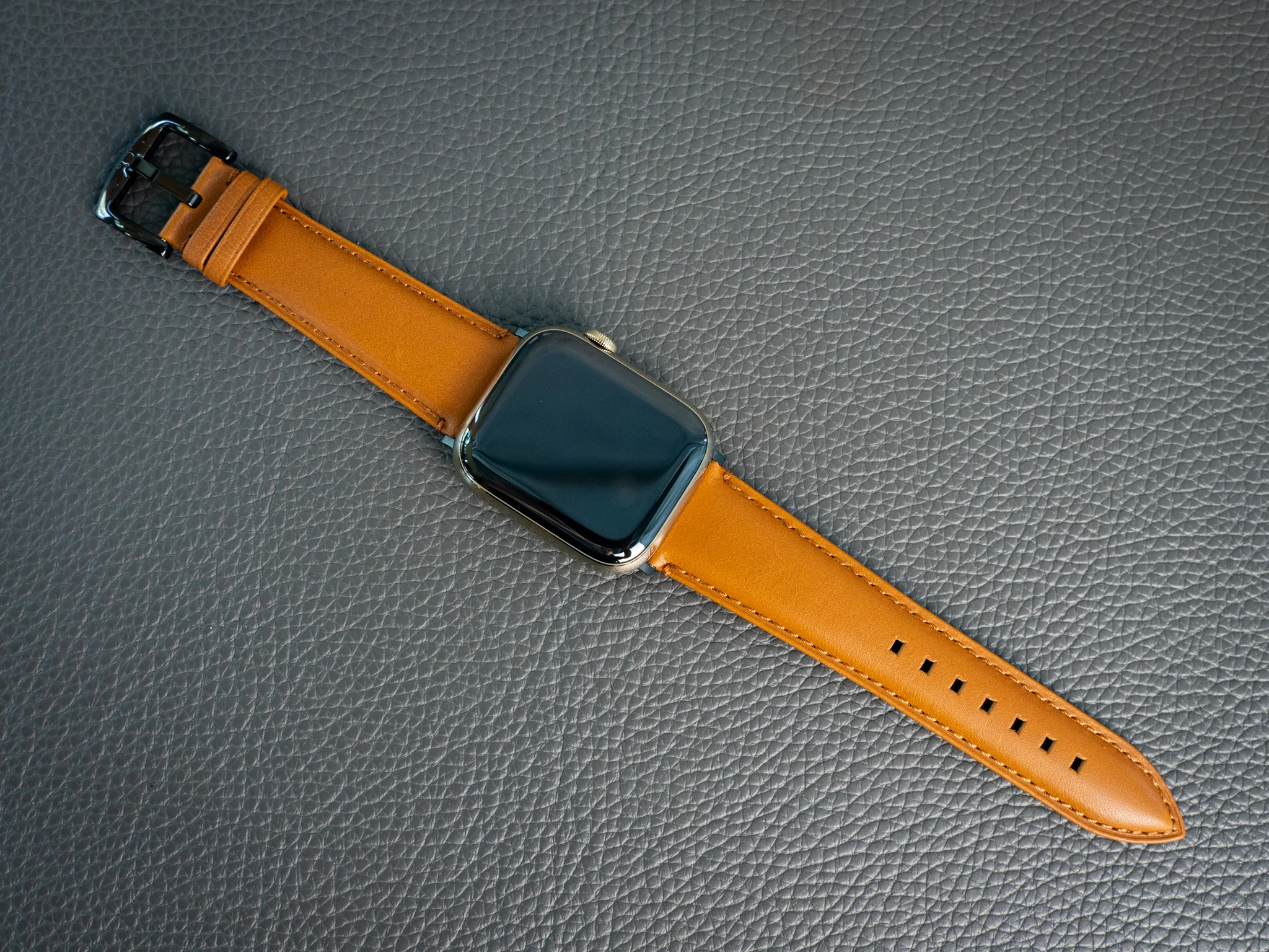 Vintage Leather Single Apple Watch Band - Whiskey - Image 4