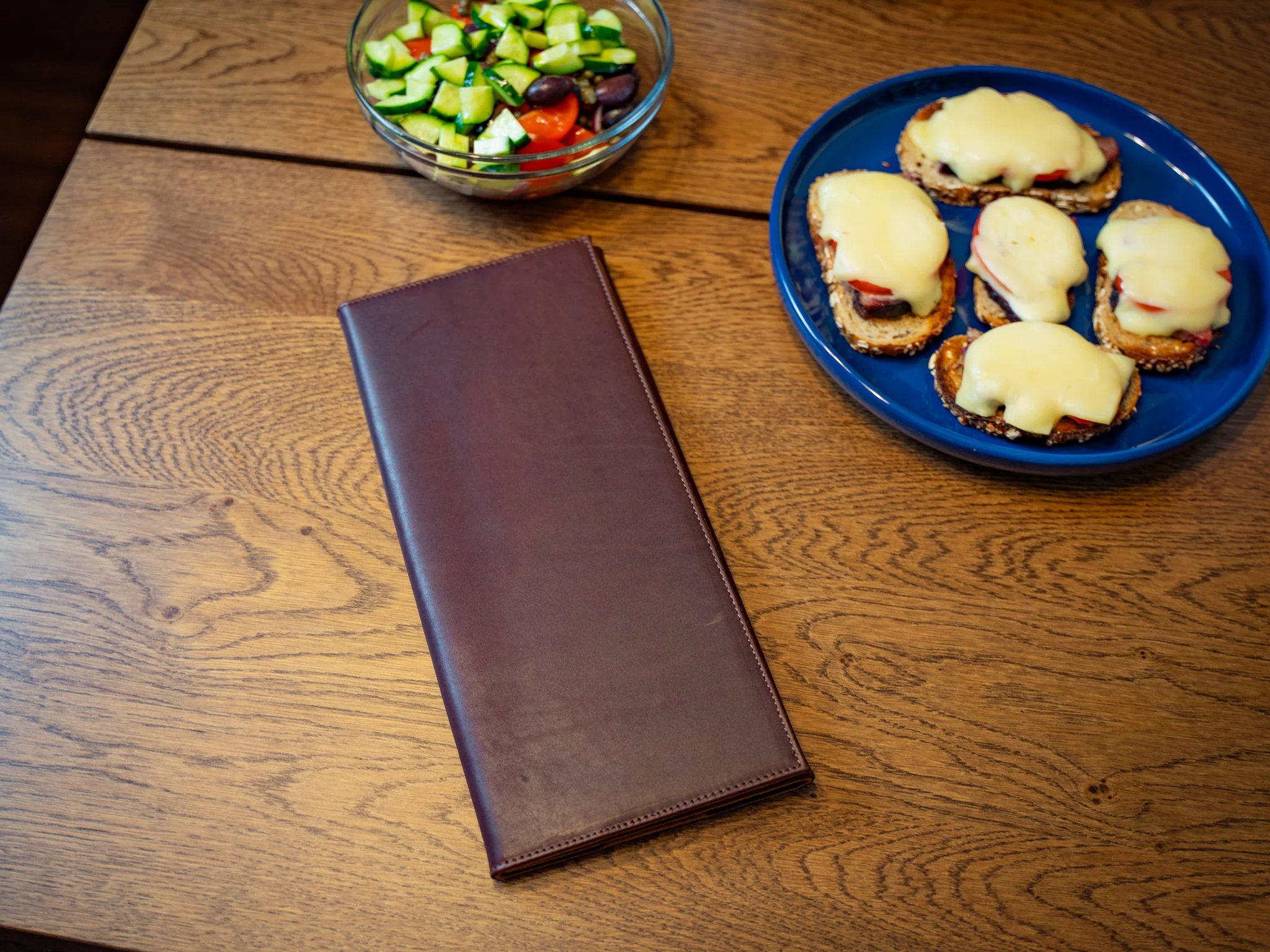 Vintage Leather Trifold Menu - Chestnut - Image 4