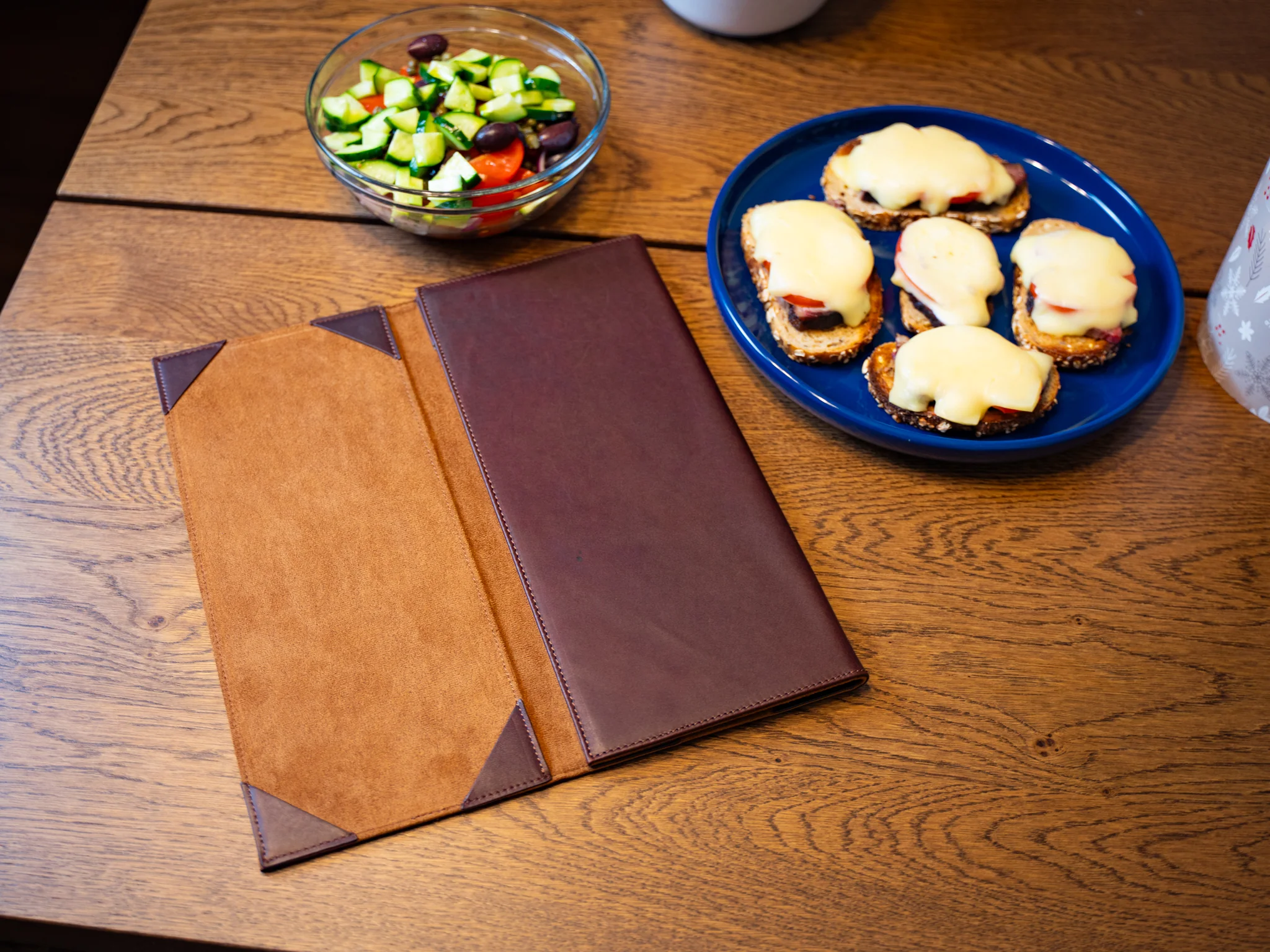 Vintage Leather Trifold Menu - Chestnut - Image 6
