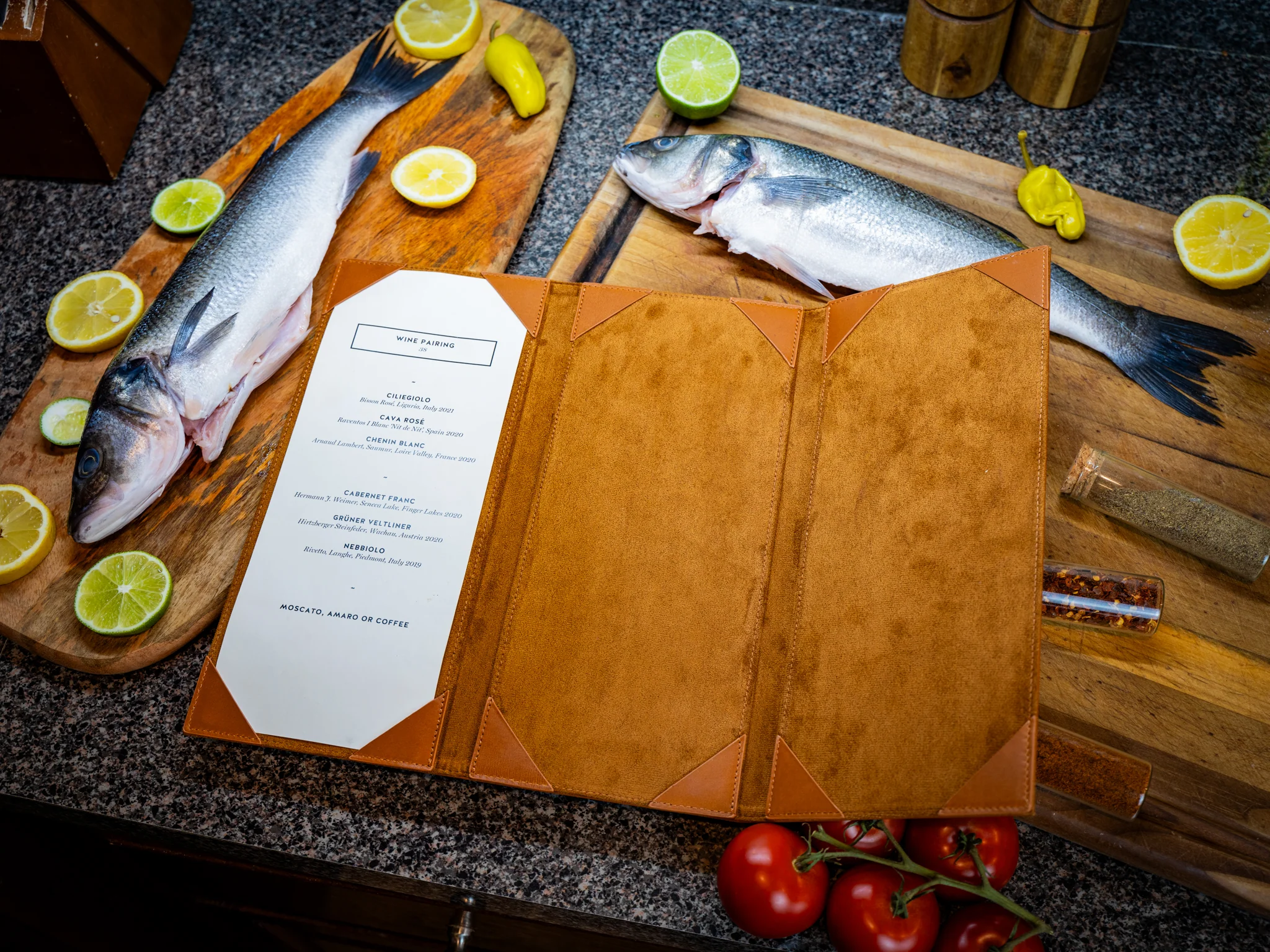 Vintage Leather Trifold Menu - Whiskey - Image 3