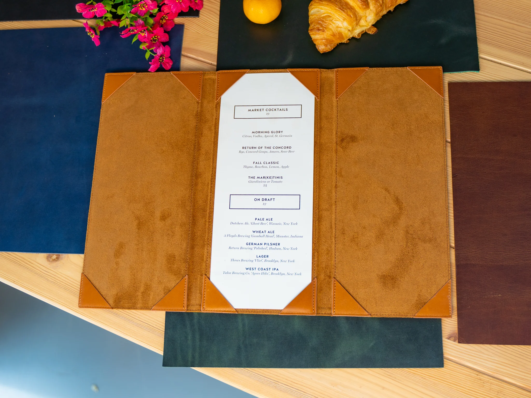 Vintage Leather Trifold Menu - Whiskey - Image 4