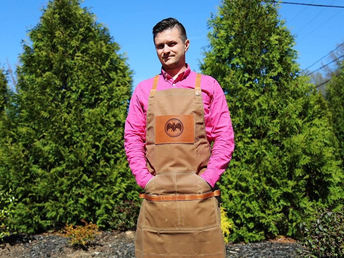 Waxed Canvas and Leather Apron - Brown - Image 7