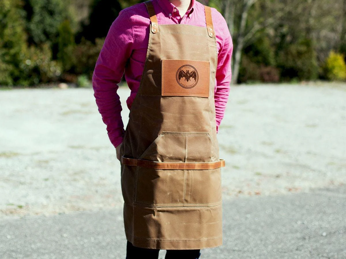 Waxed Canvas and Leather Apron - Brown - Image 8