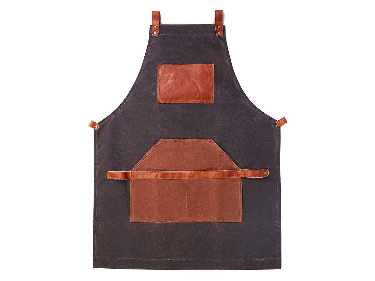 Waxed Canvas and Leather Apron - Dark Chocolate - Image 5