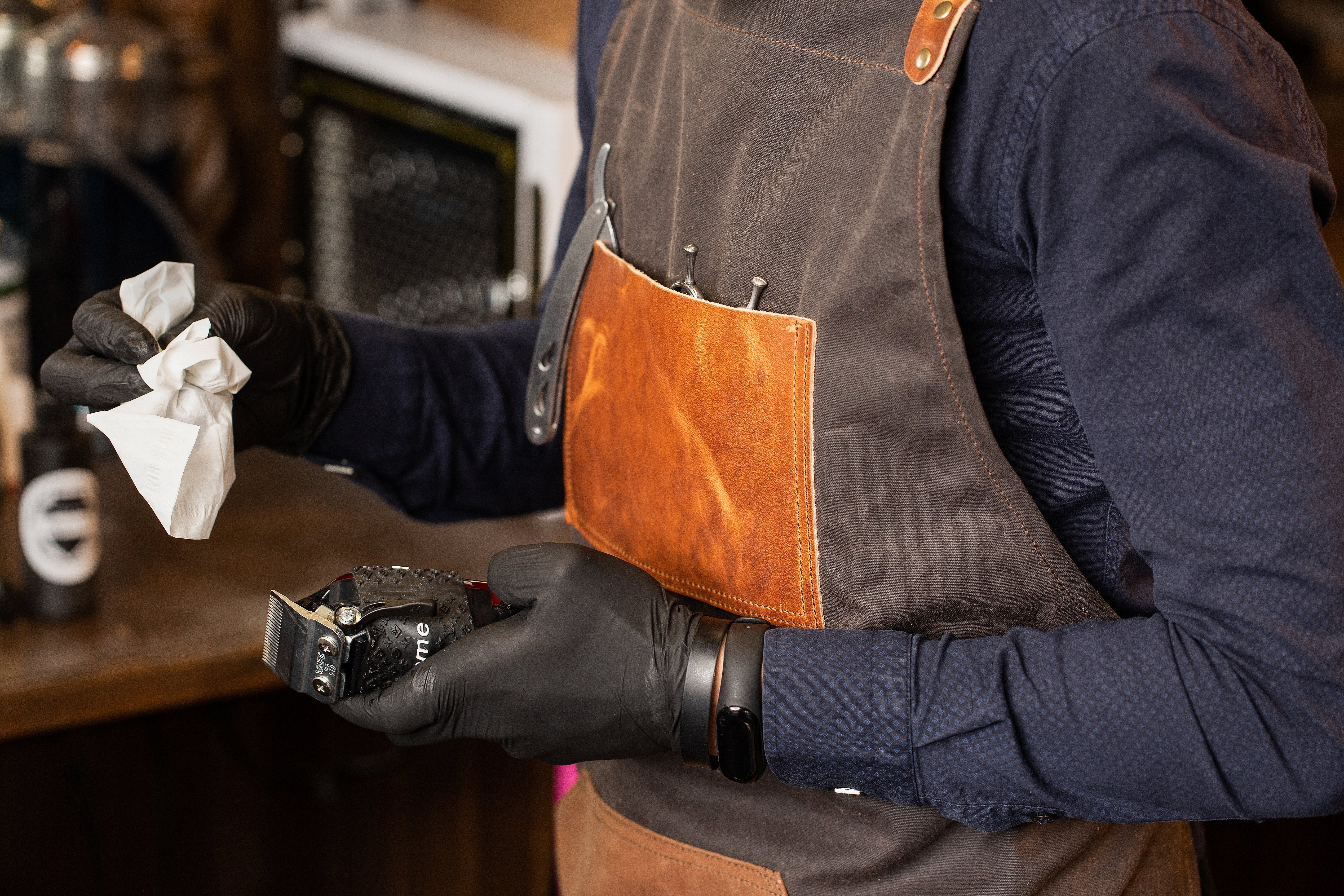 Waxed Canvas and Leather Apron - Dark Chocolate - Image 9