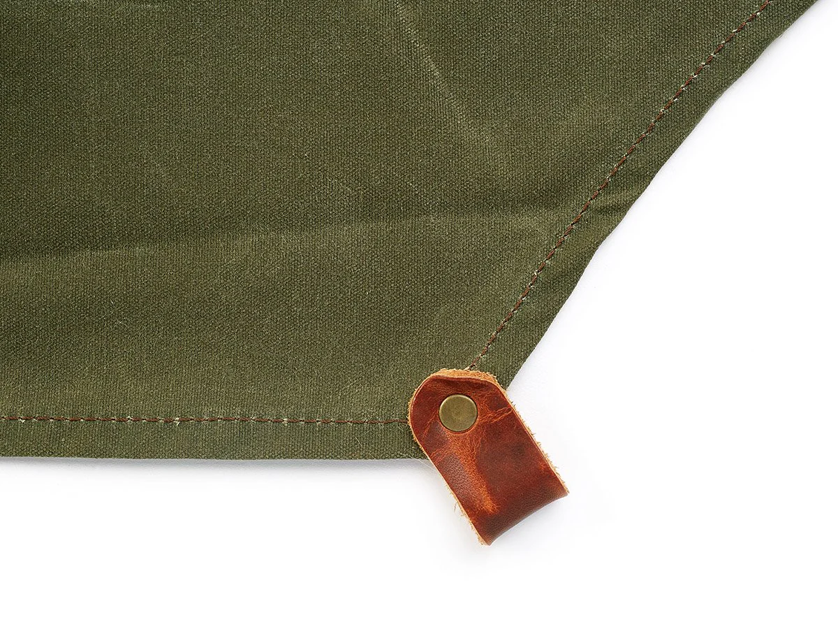 Waxed Canvas and Leather Apron - Green - Image 6